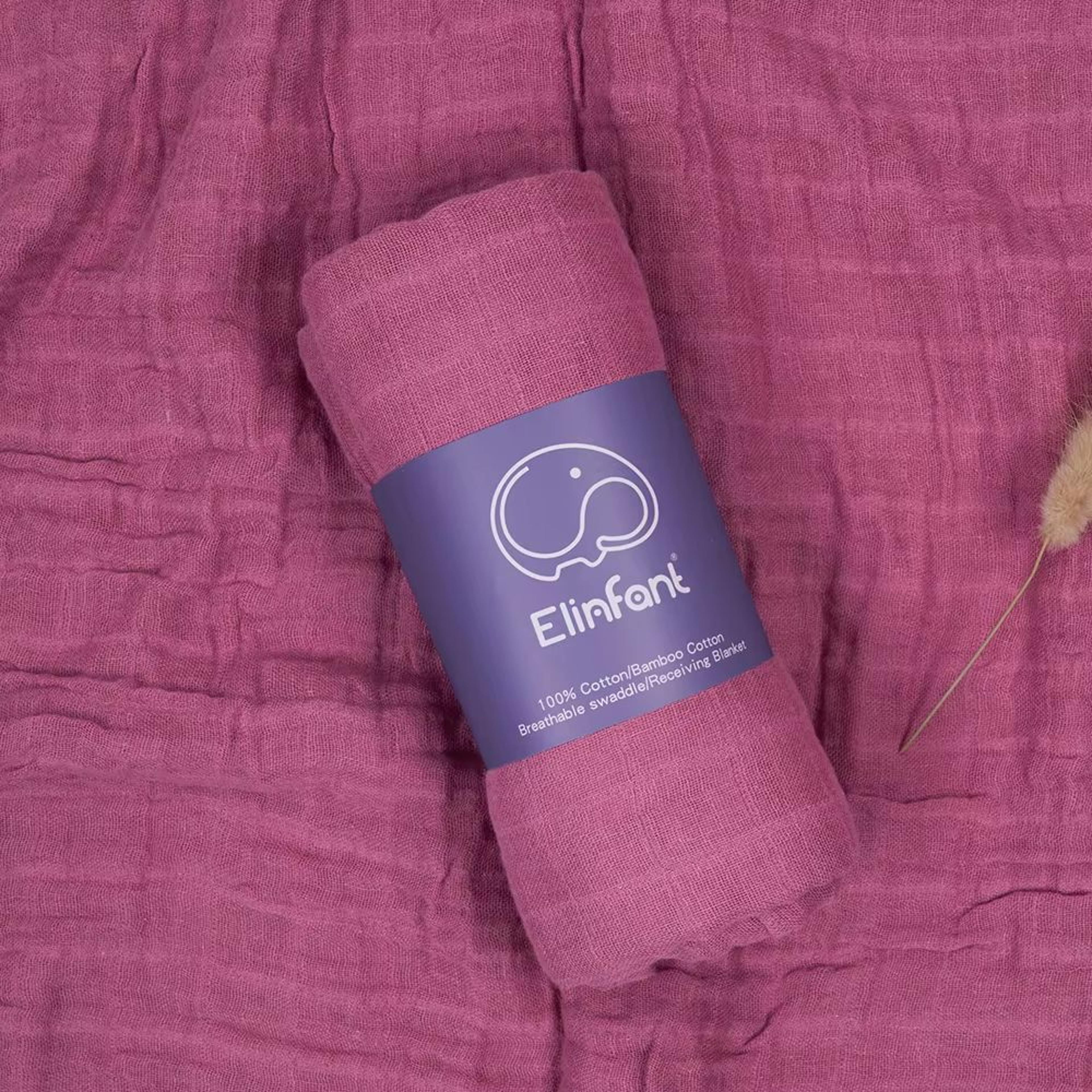Elinfant 2 Layer Cotton Muslin Swaddle Blanket 4724x4331in Newborn Bath Towel Wrap 13