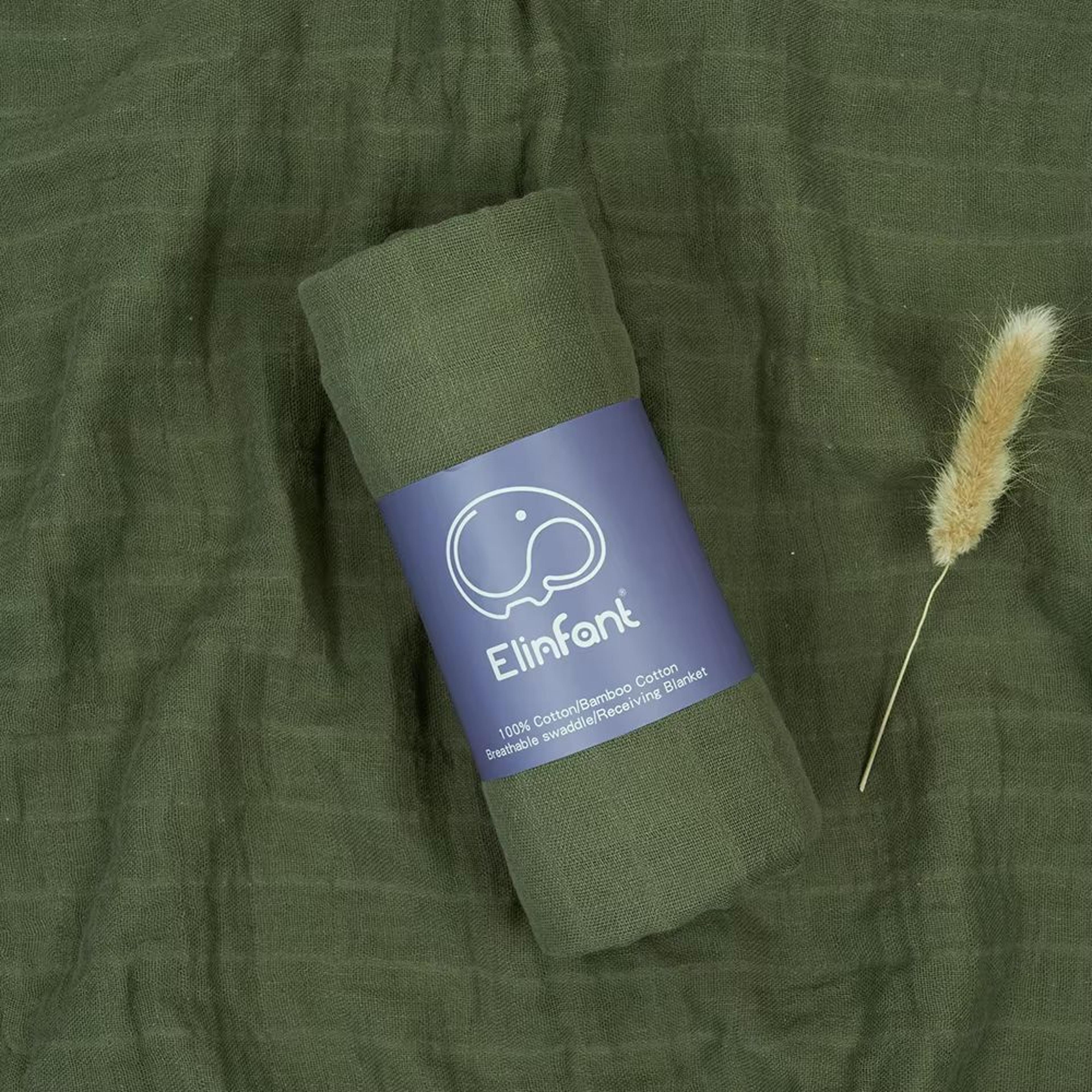 Elinfant 2 Layer Cotton Muslin Swaddle Blanket 4724x4331in Newborn Bath Towel Wrap 6