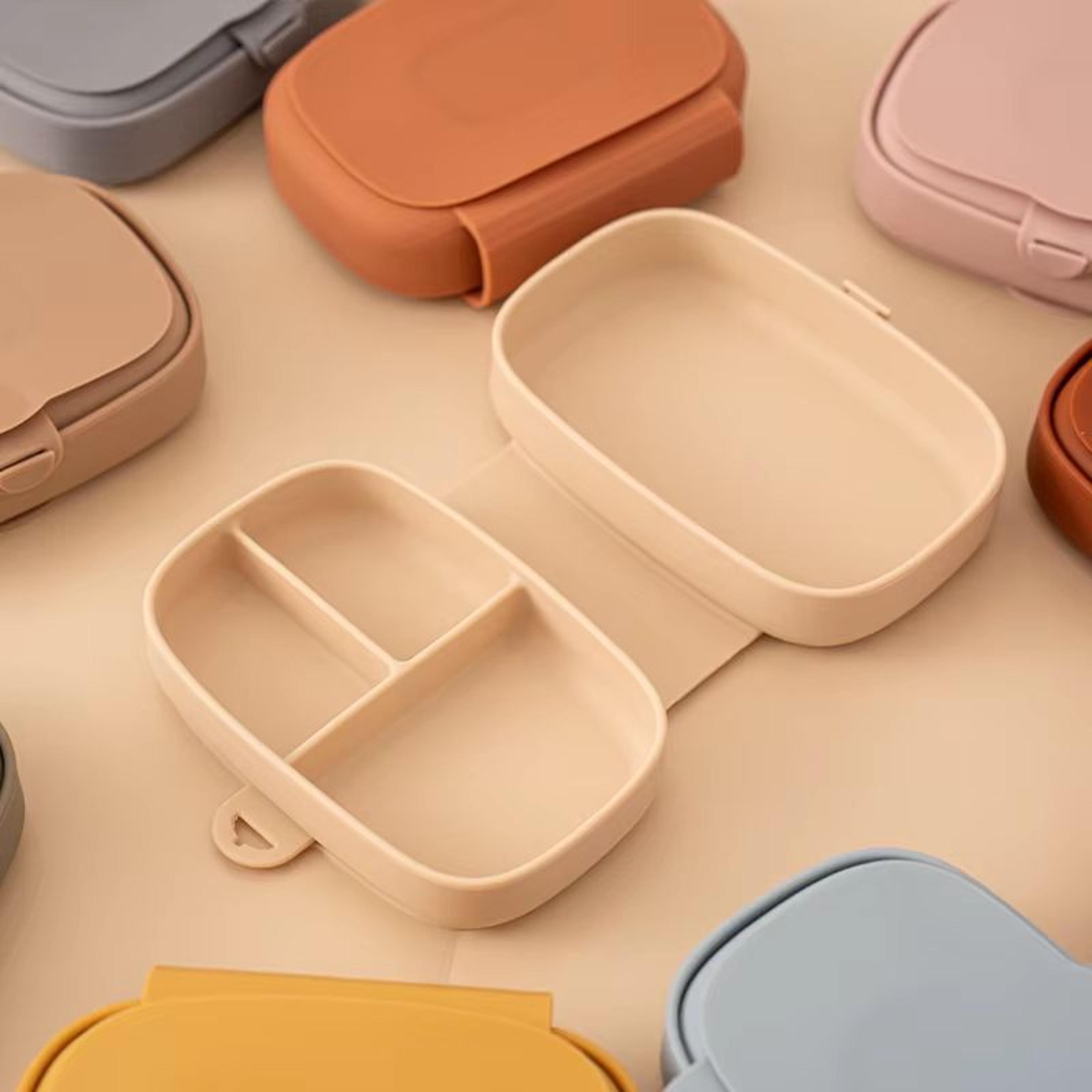 Foldable Silicone Lunch Box Leak Proof Toddler Food Container BPA Free Portable Bento With Lid 4