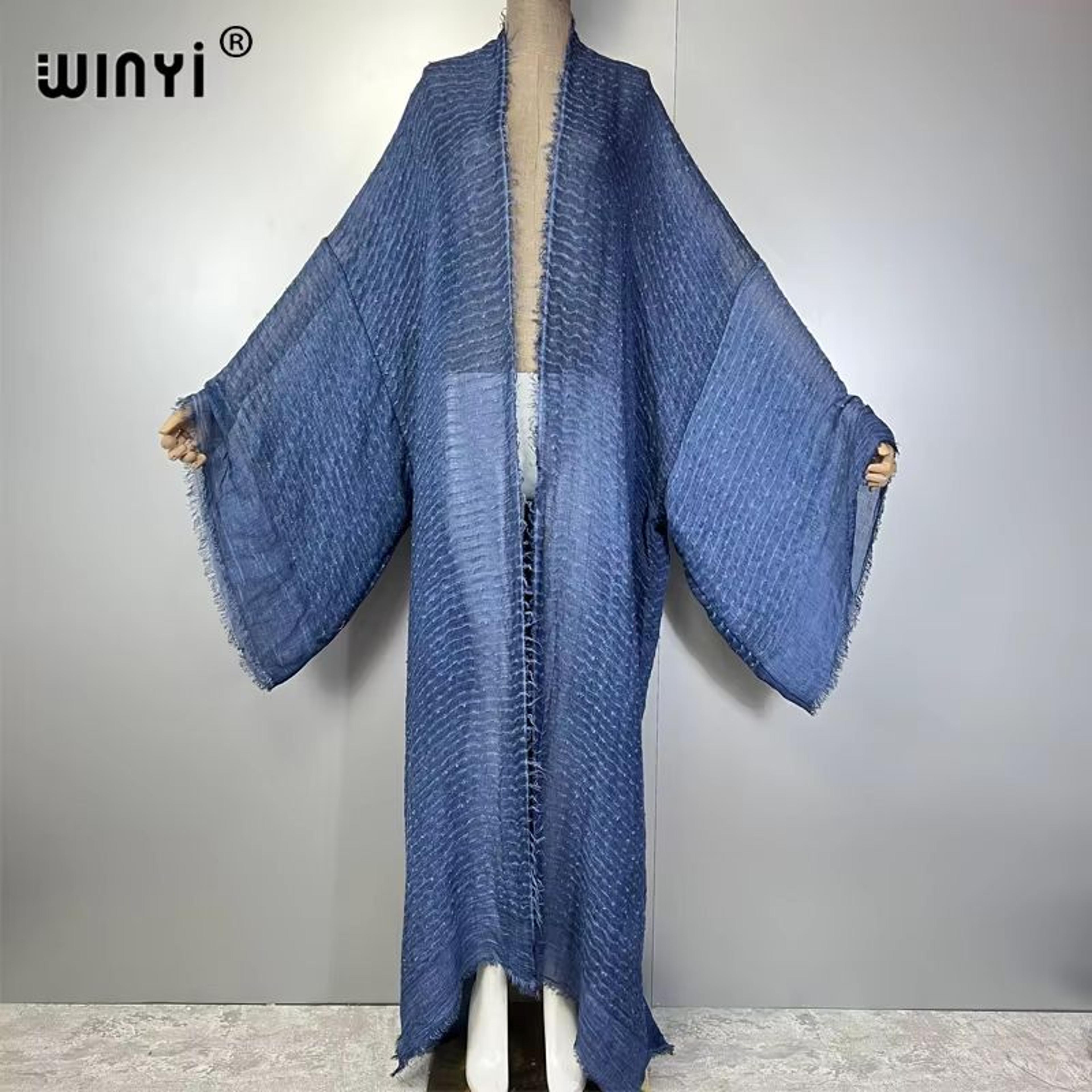 Luxury Sheer Beach Kimono Abaya Maxi Cover Up For Women 9