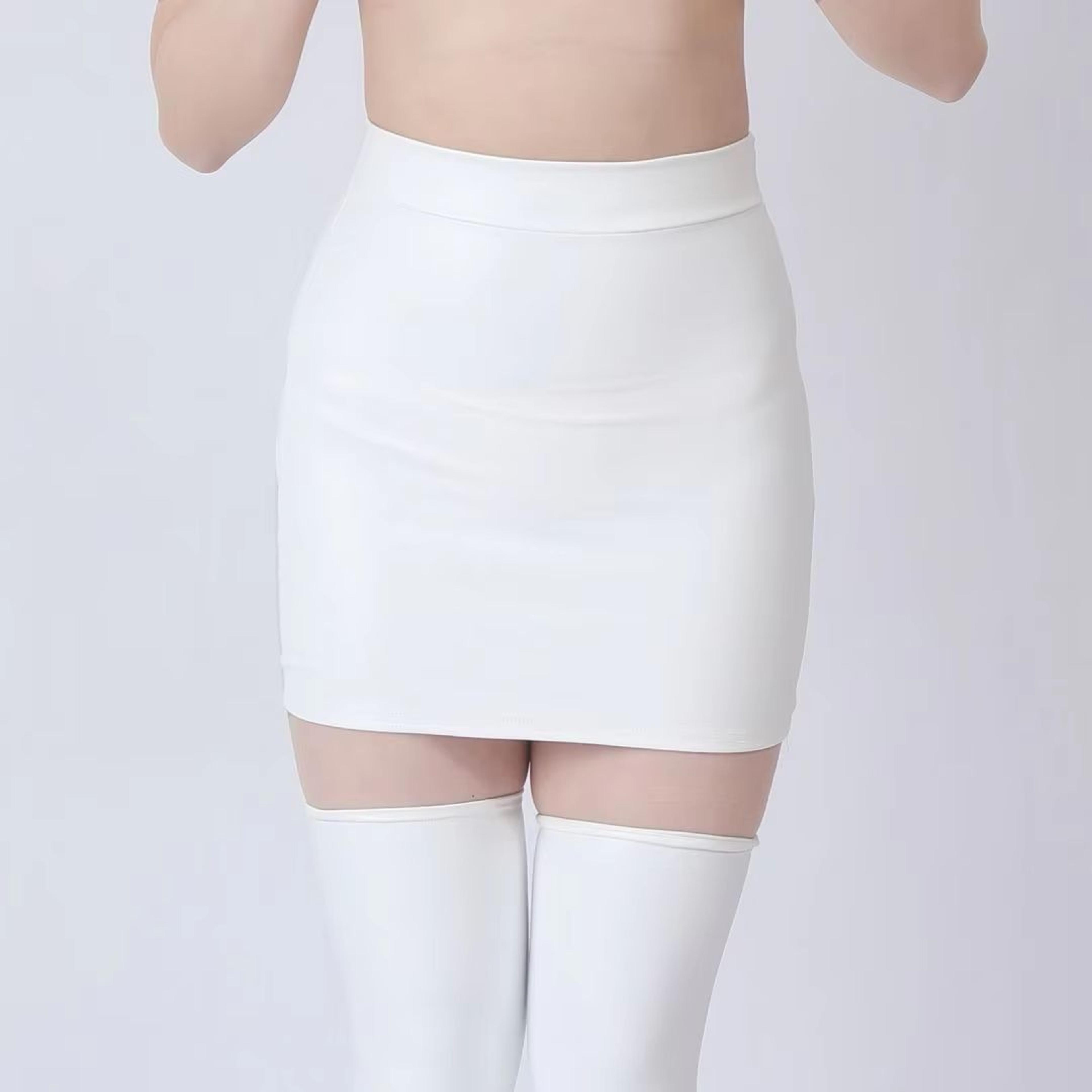 Elastic PU Mesh Hip Wrapping Mini Skirt For Women 5