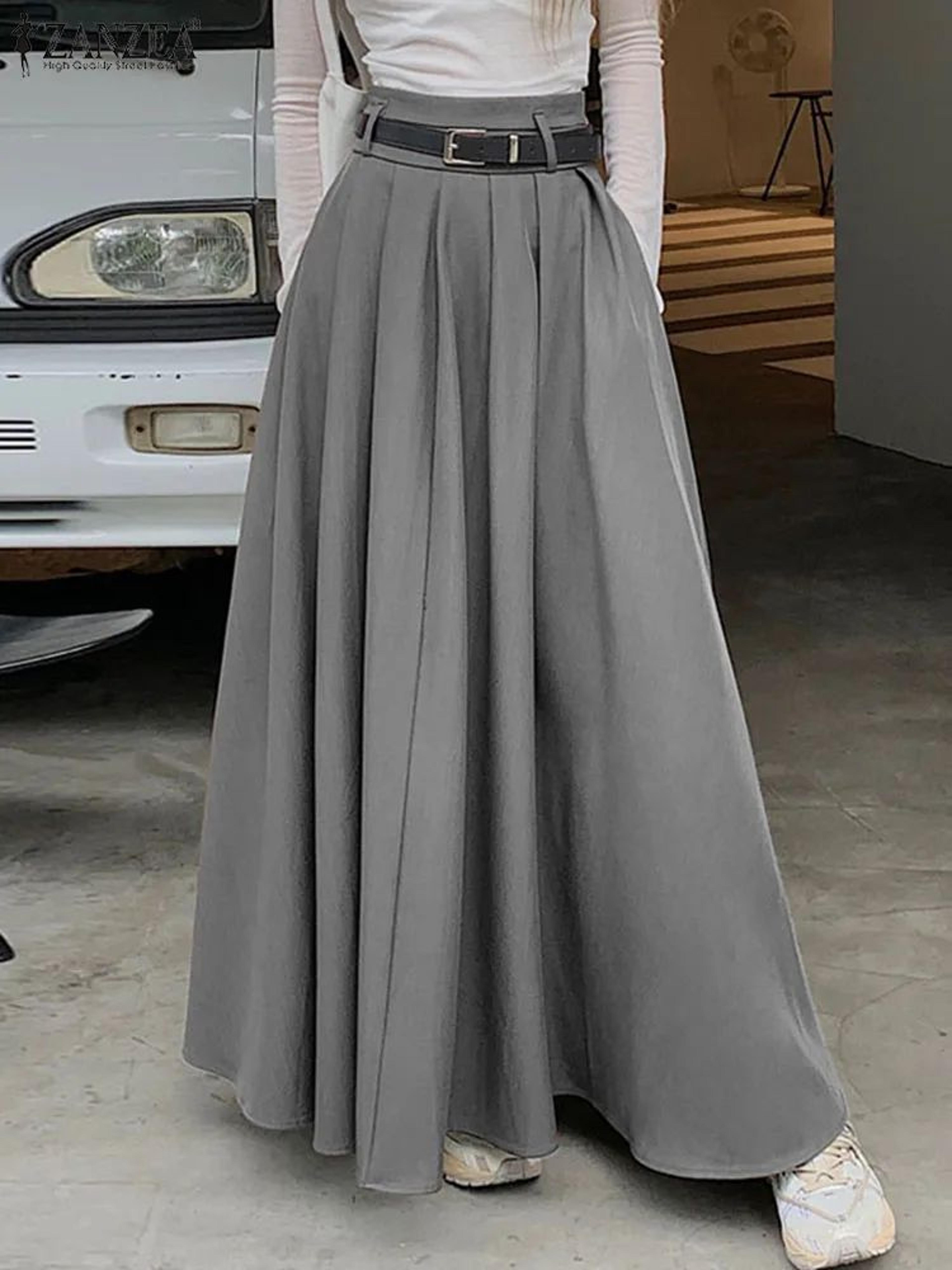 High Waist Pleated Maxi Skirt For Women 9