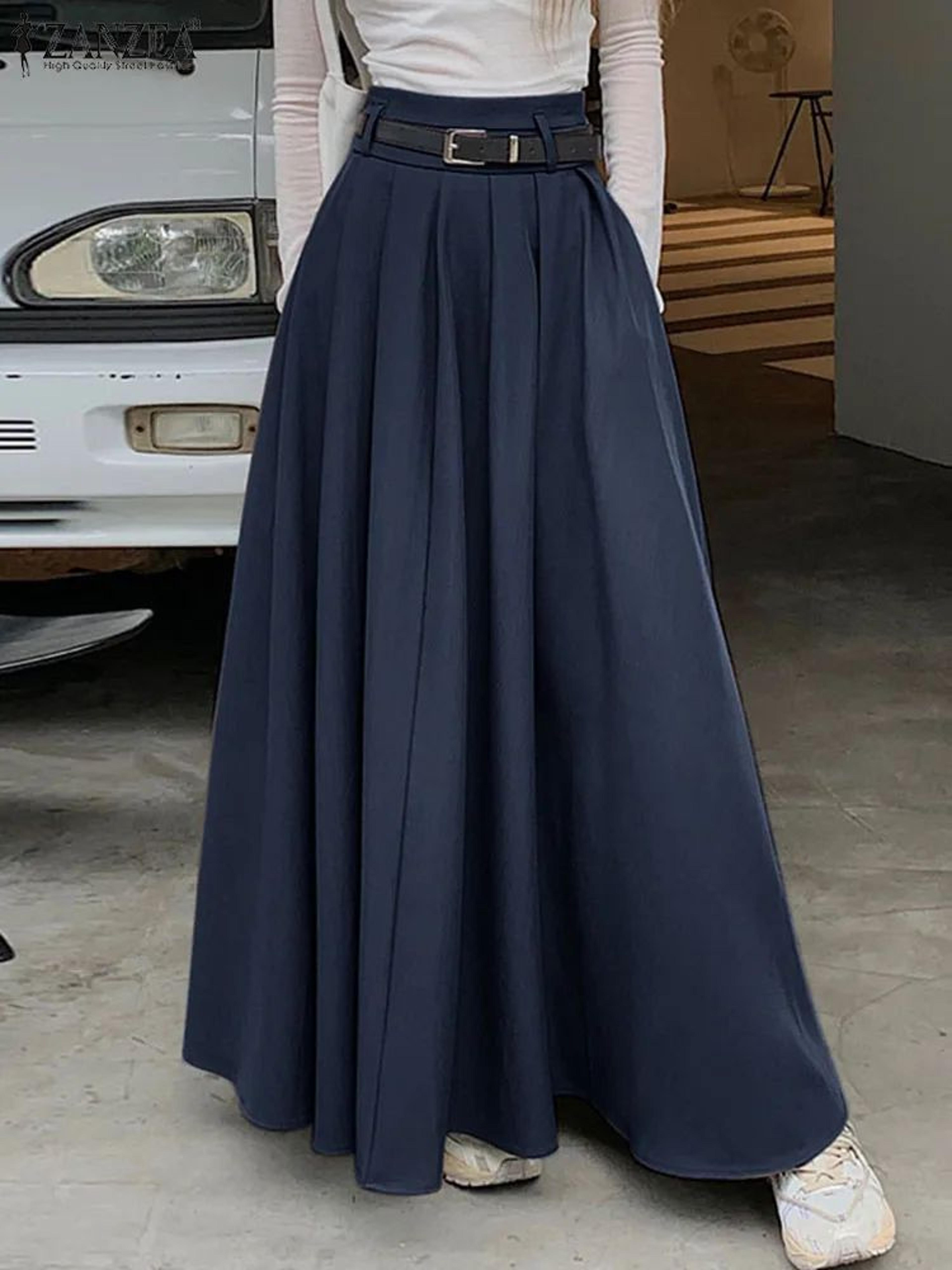 High Waist Pleated Maxi Skirt For Women 1