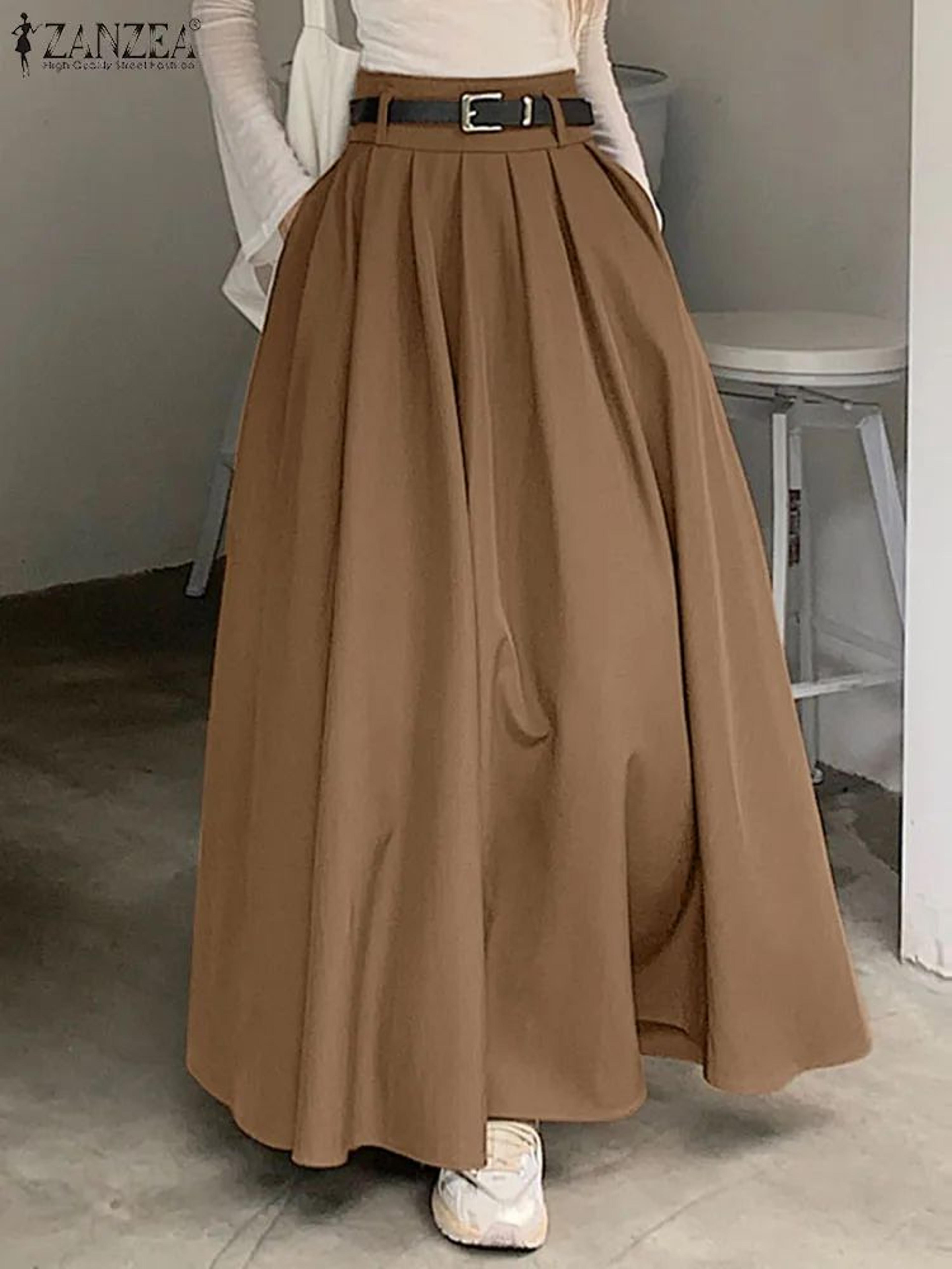 High Waist Pleated Maxi Skirt For Women 2