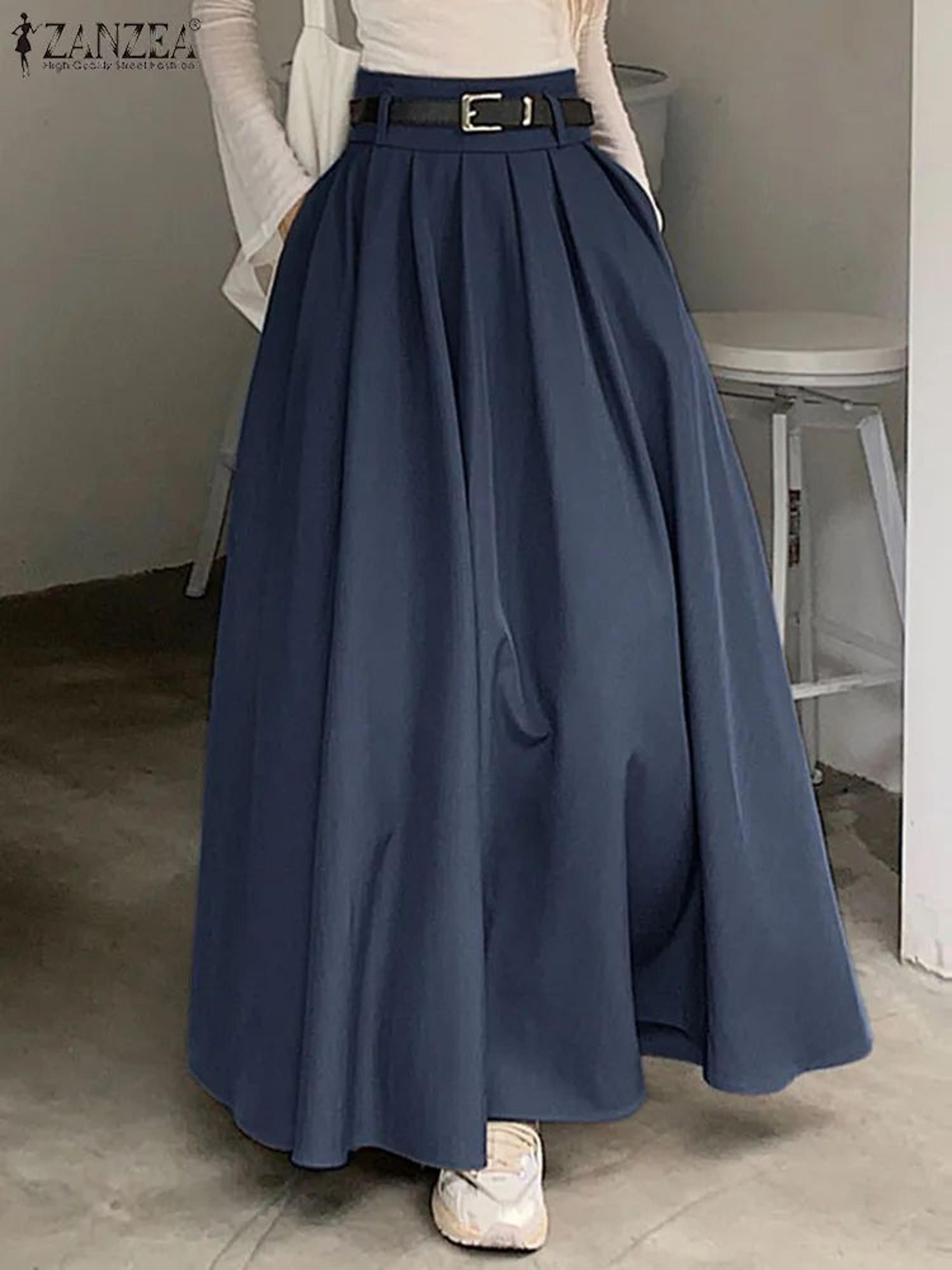 High Waist Pleated Maxi Skirt For Women 13