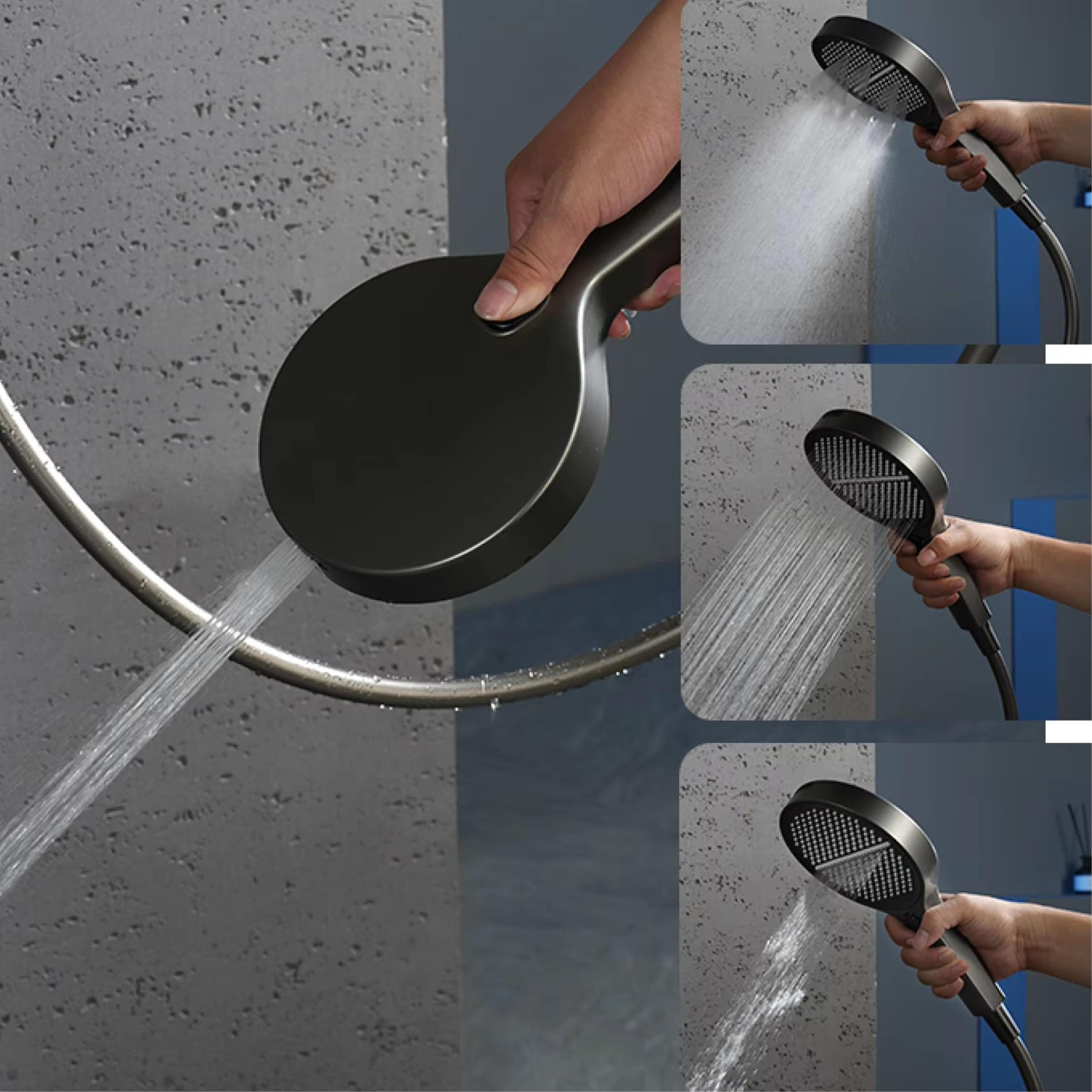 Gunmetal Brass LED Temperature Display Rainfall  Waterfall Shower System 5