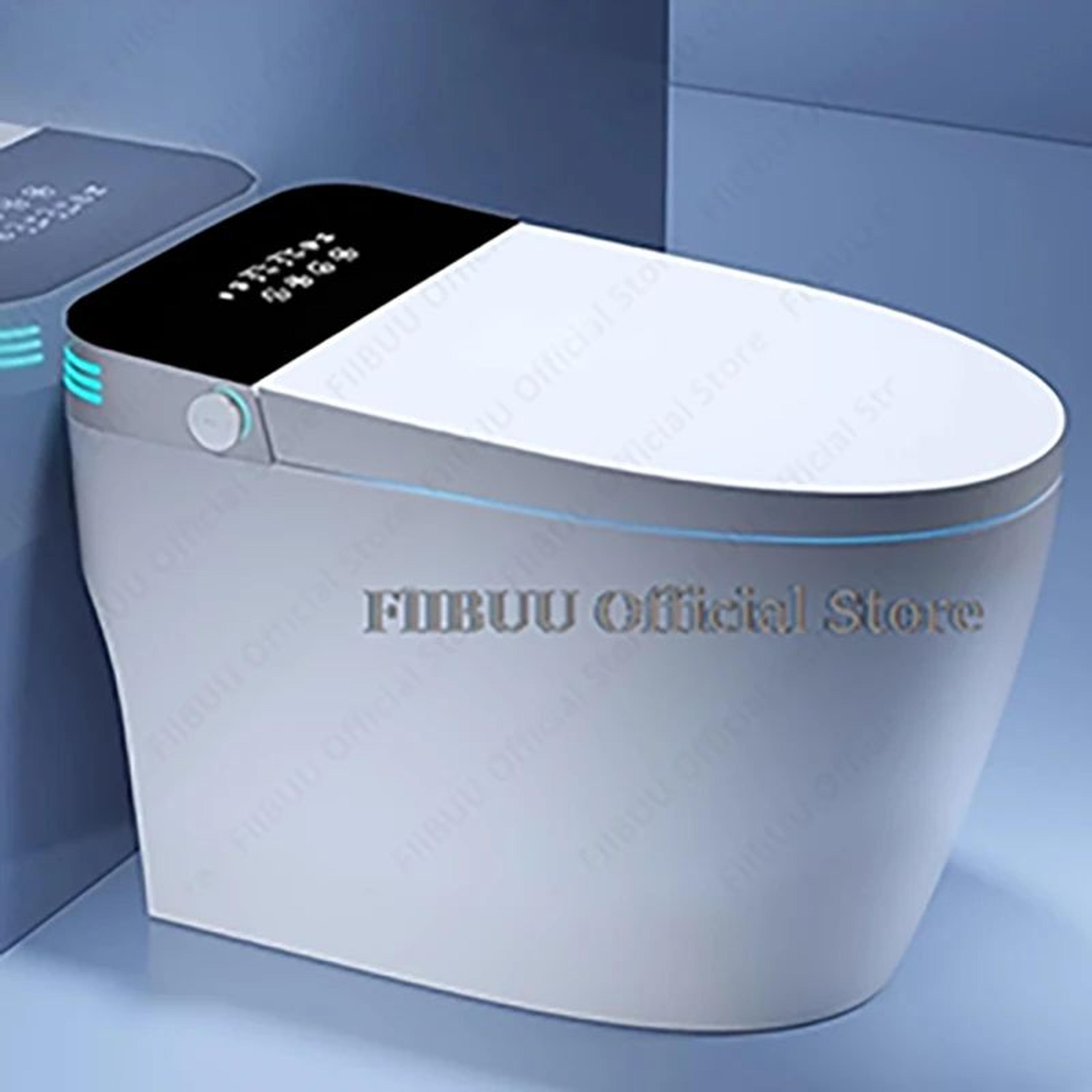 smart elongated toilet with built-in bidet and heated seat