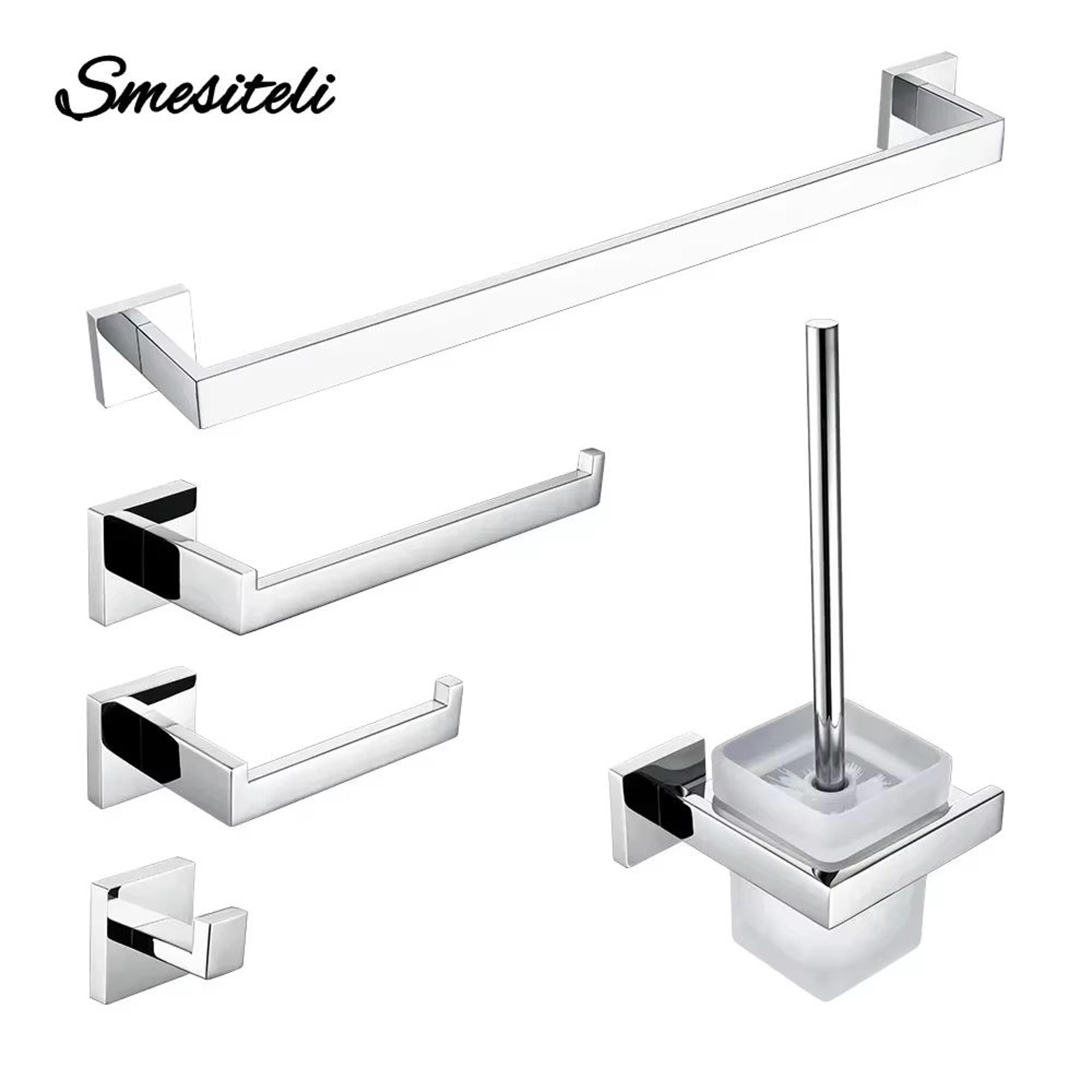 stainless steel bathroom hardware set with toilet paper holder and accessories