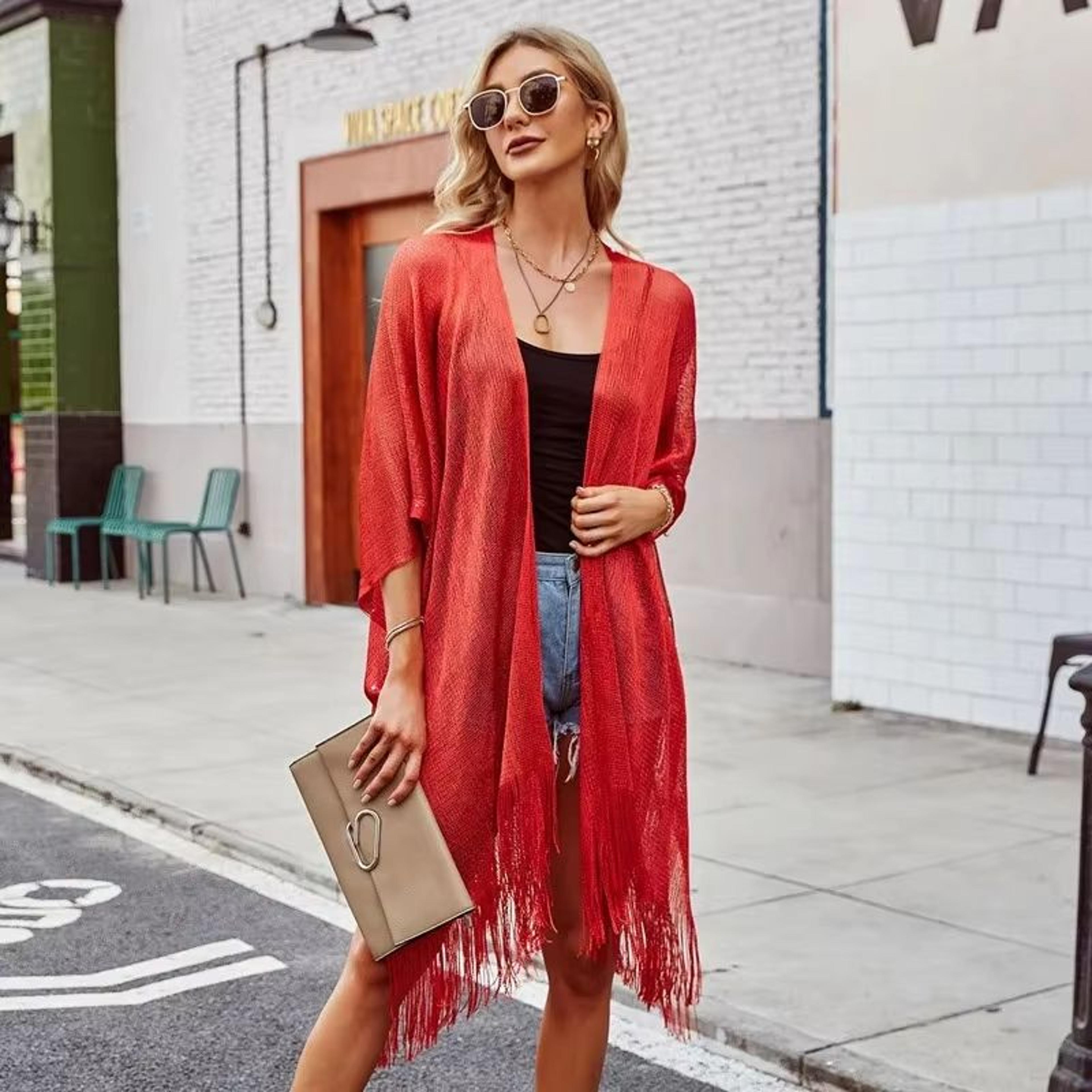 Womens SeeThrough Beach CoverUp Dress With Tassel And Gold Accents 9