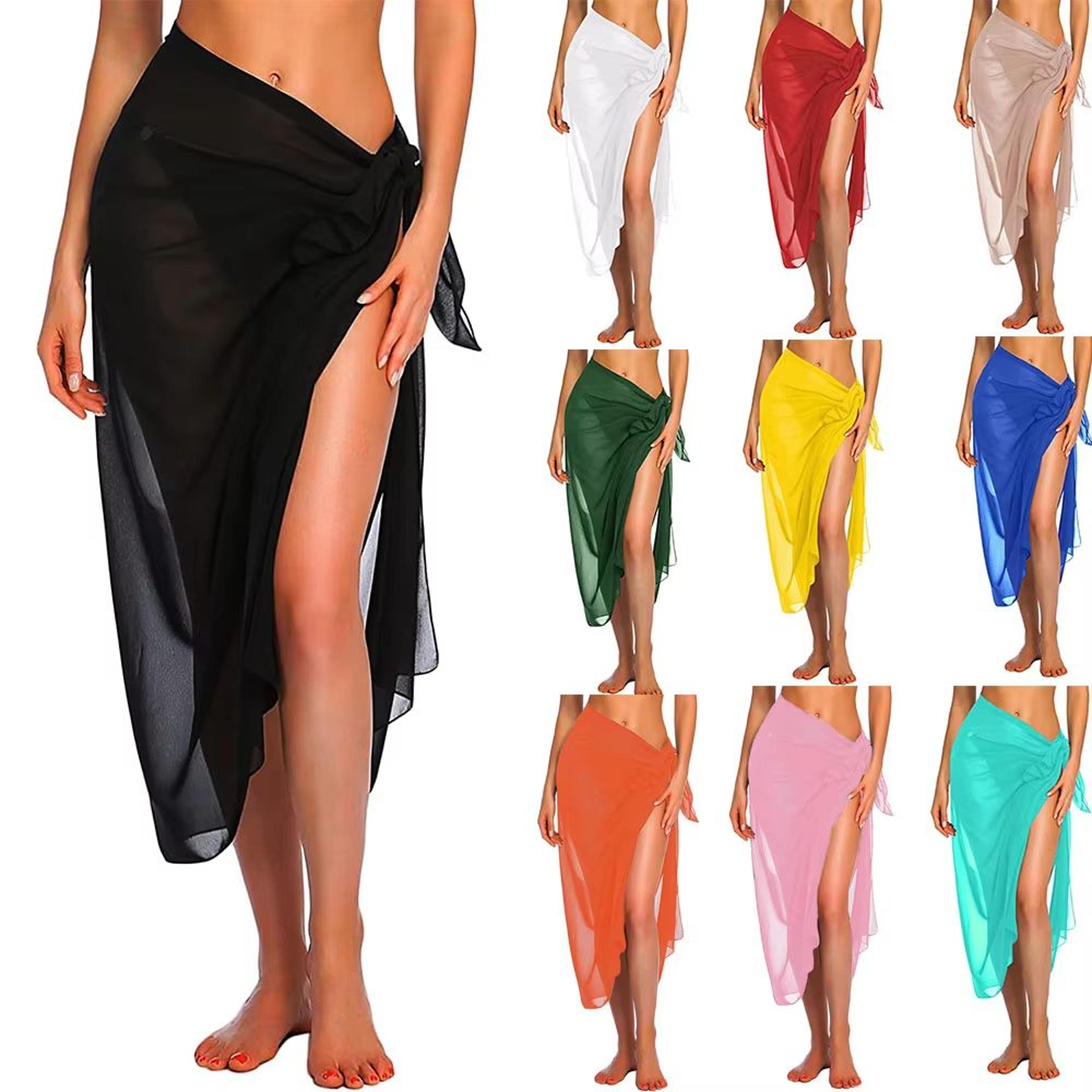 women's long & short sarong swimsuit cover ups | summer beach wrap skirt & scarf