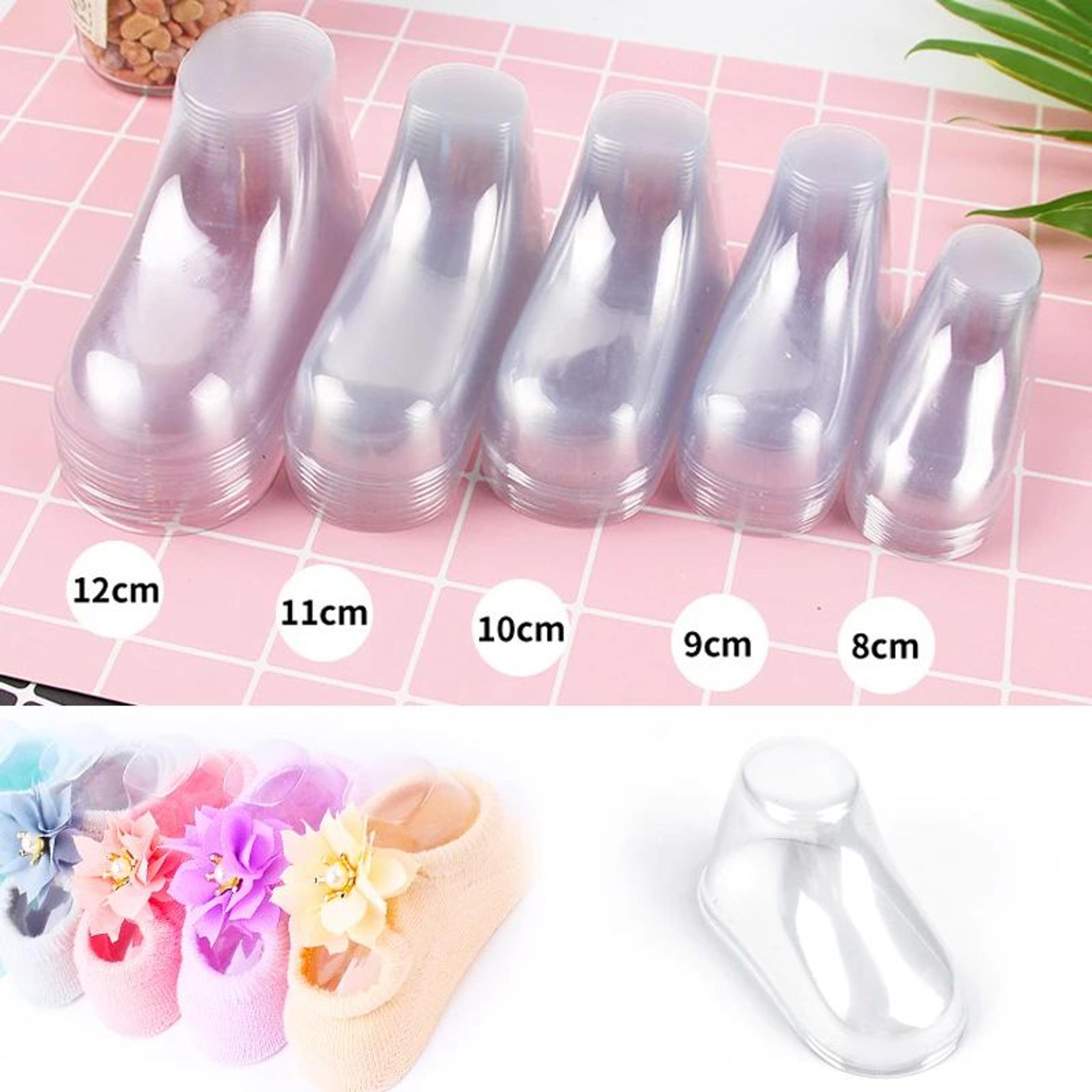 10-piece clear pvc baby shoe stretcher and display stand set, child booties support frame shoe trees