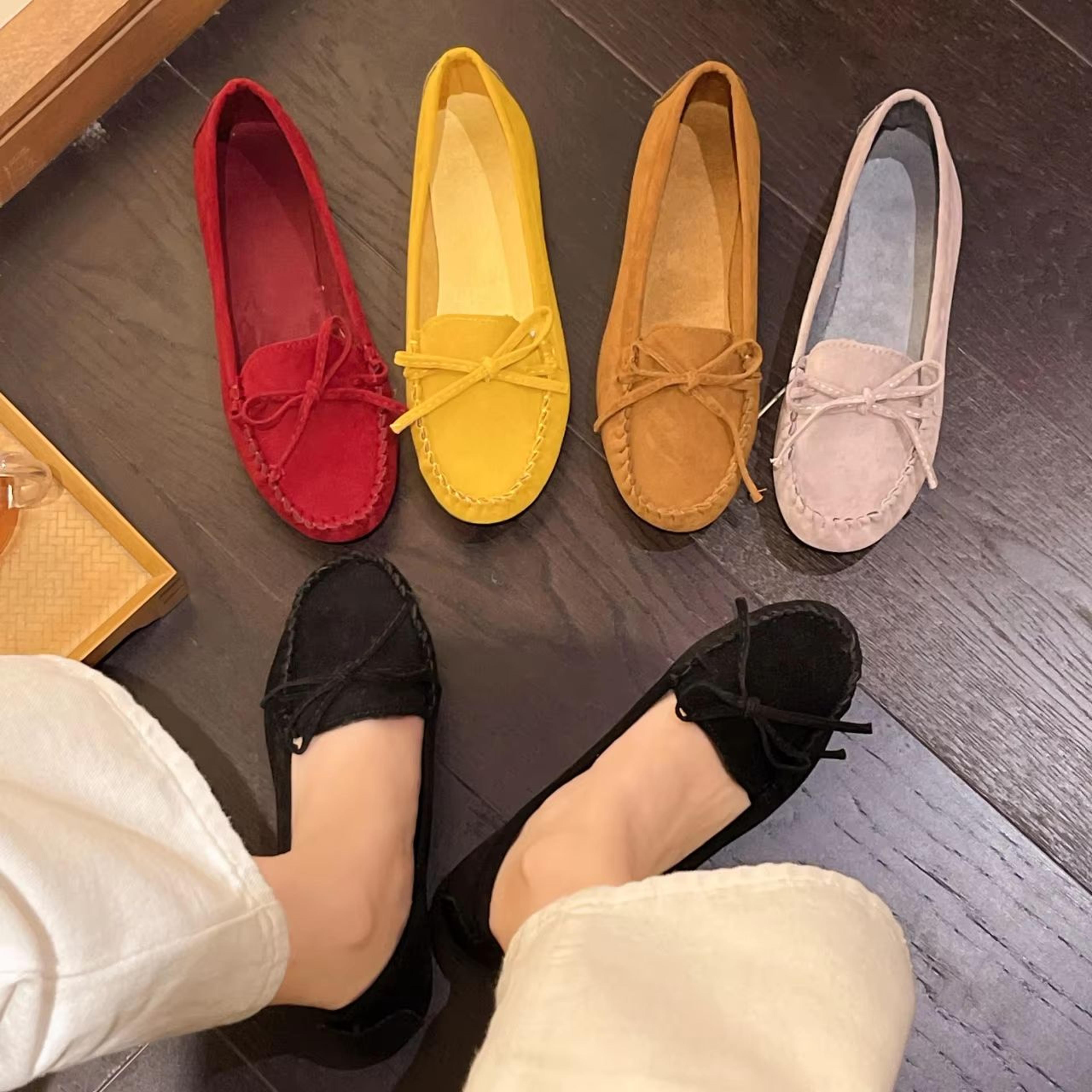 Spring Autumn Women Slip On Loafers Leather Cashmere Lined Flats Plus Size US 12 4