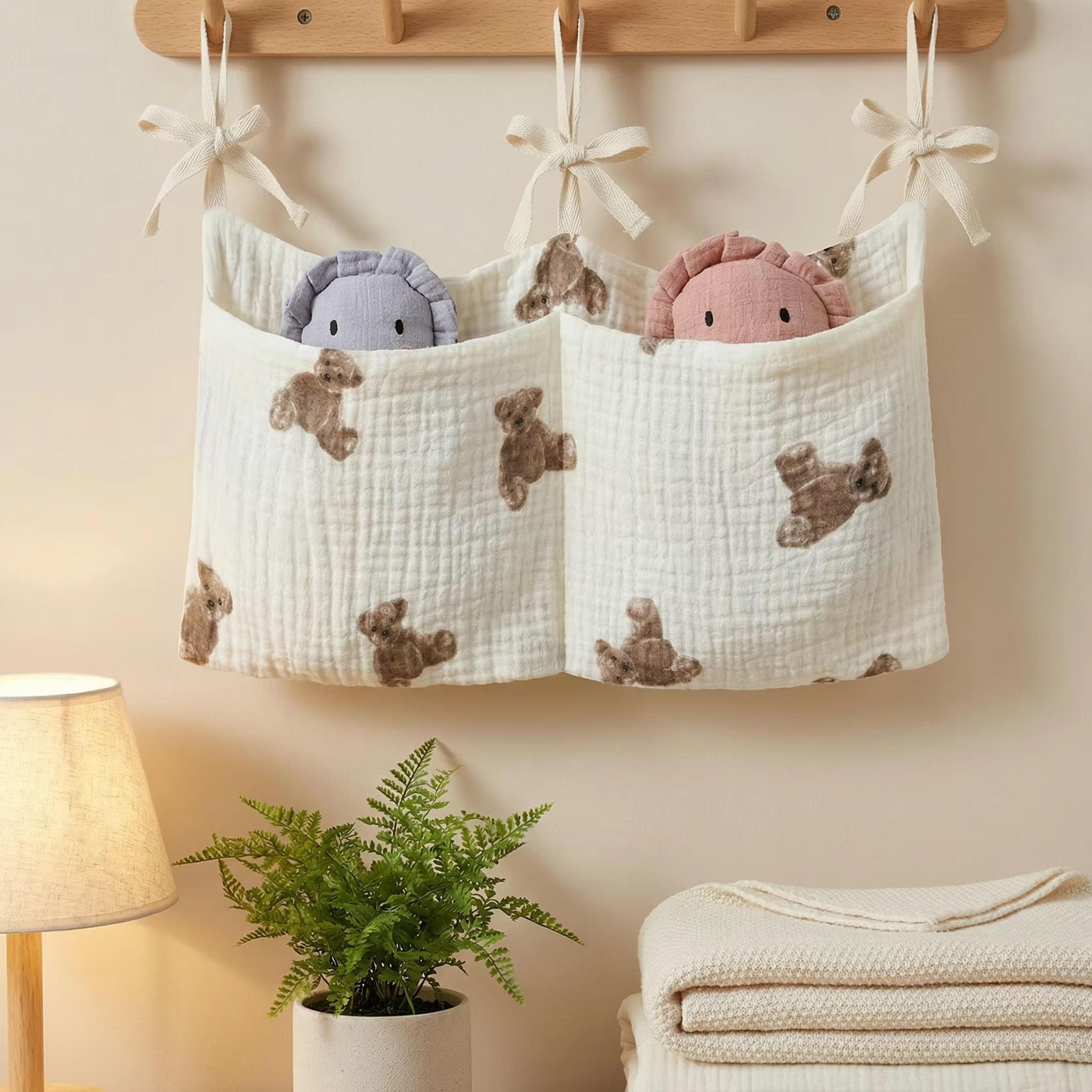 tdhd cartoon crib hanging storage bag with double pockets