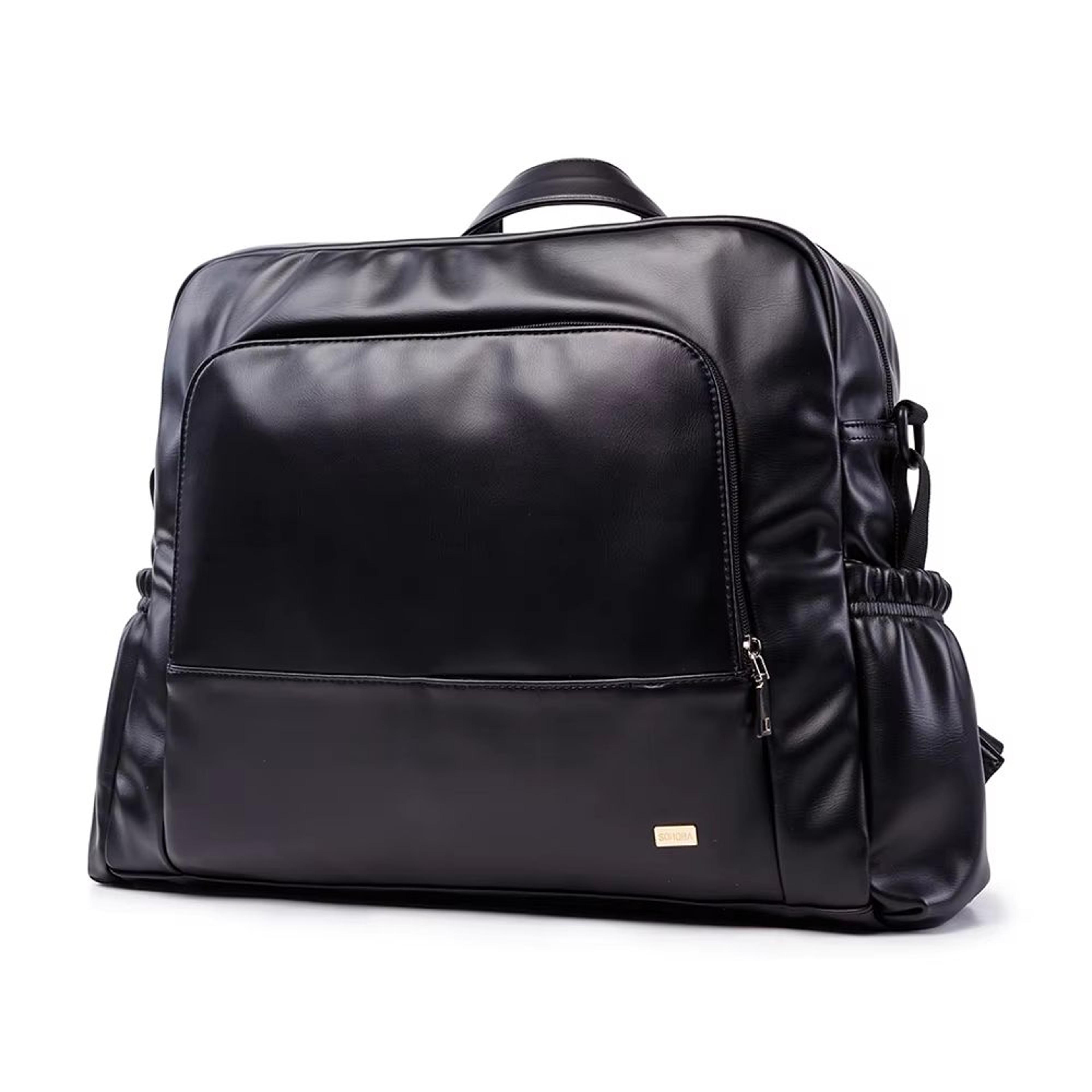 soboba waterproof black leather diaper bag backpack for moms