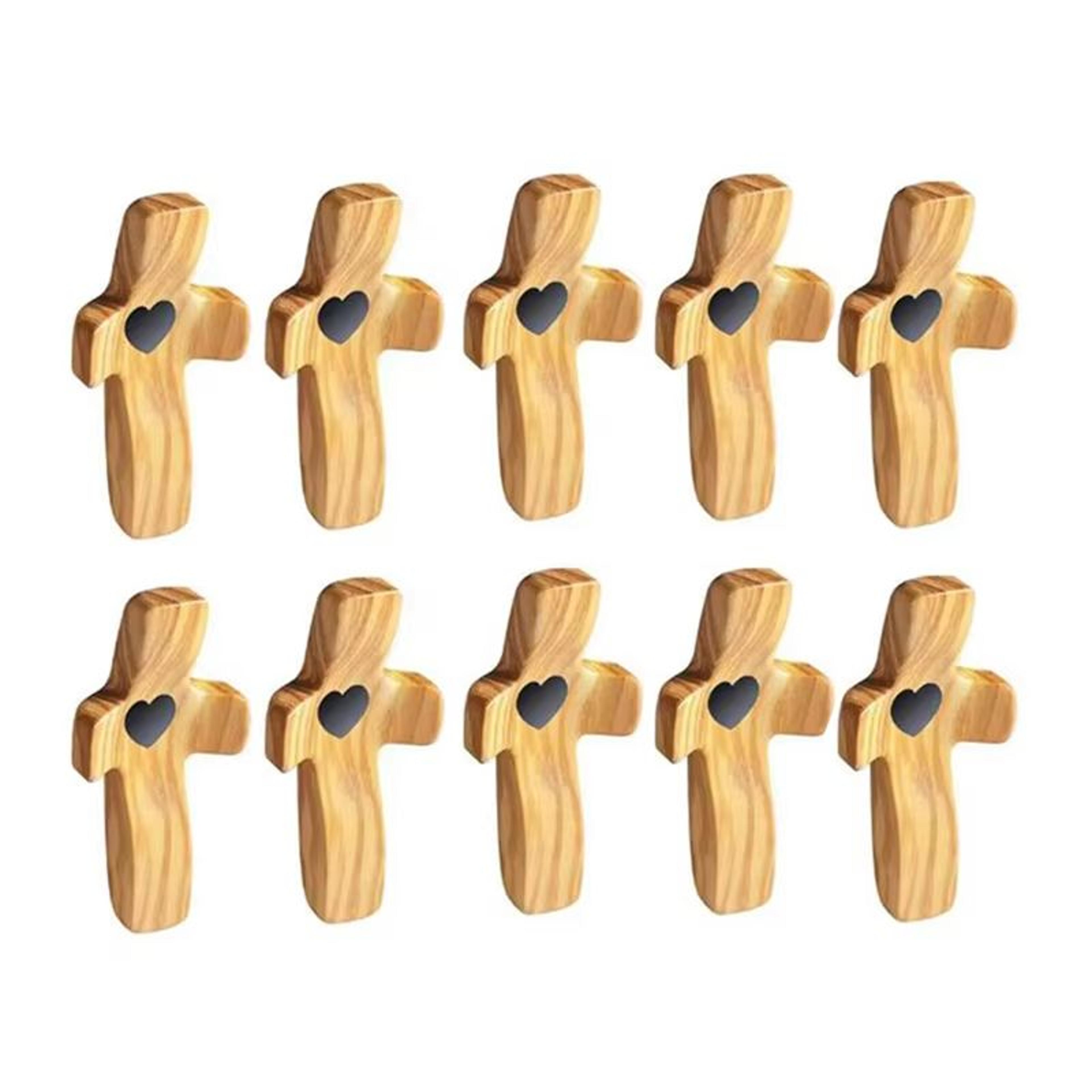 Cross My Heart Pocket Prayer Cross Set With Epoxy Heart  3pcs Handheld Wooden Cross For Daily Encou 9