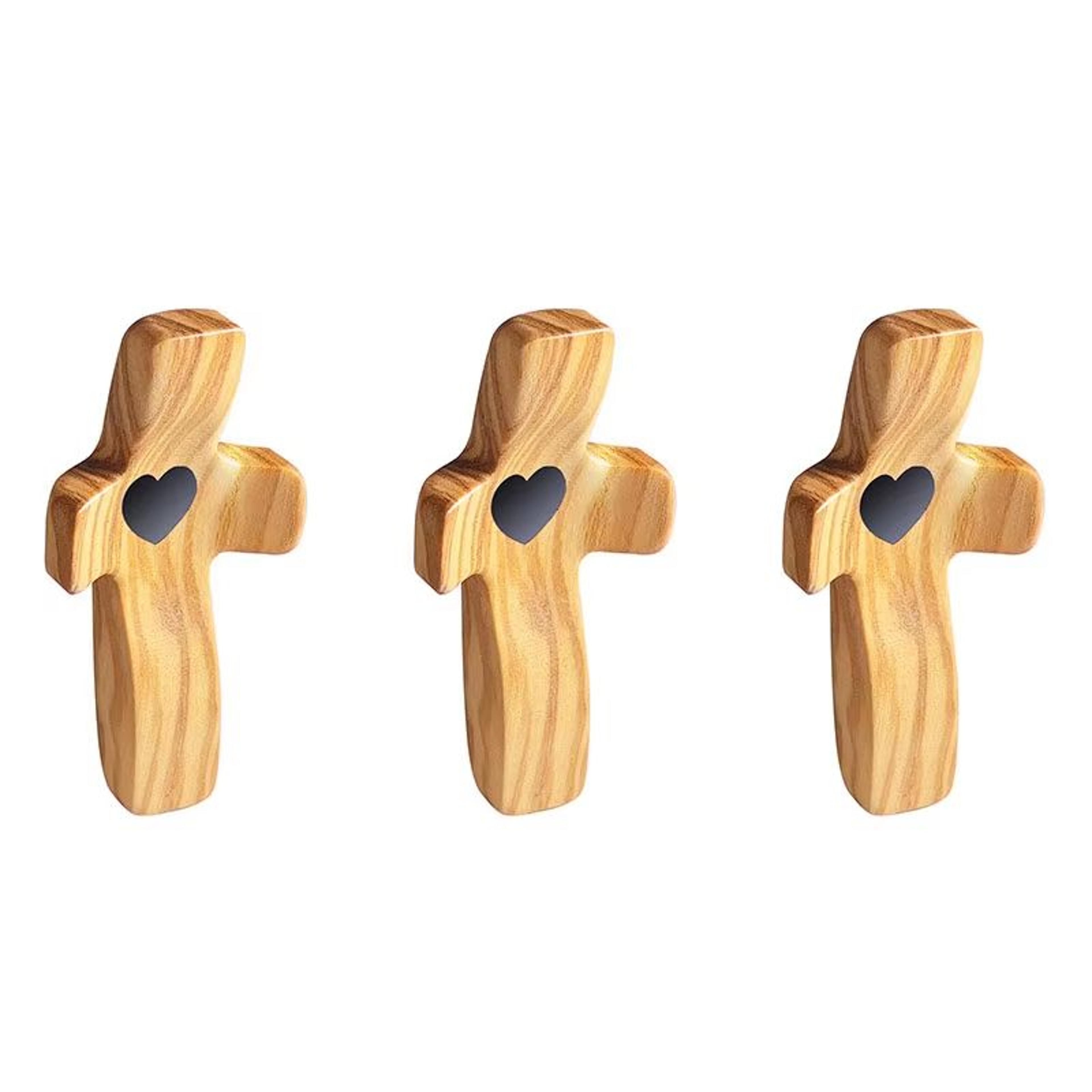 Cross My Heart Pocket Prayer Cross Set With Epoxy Heart  3pcs Handheld Wooden Cross For Daily Encou 10