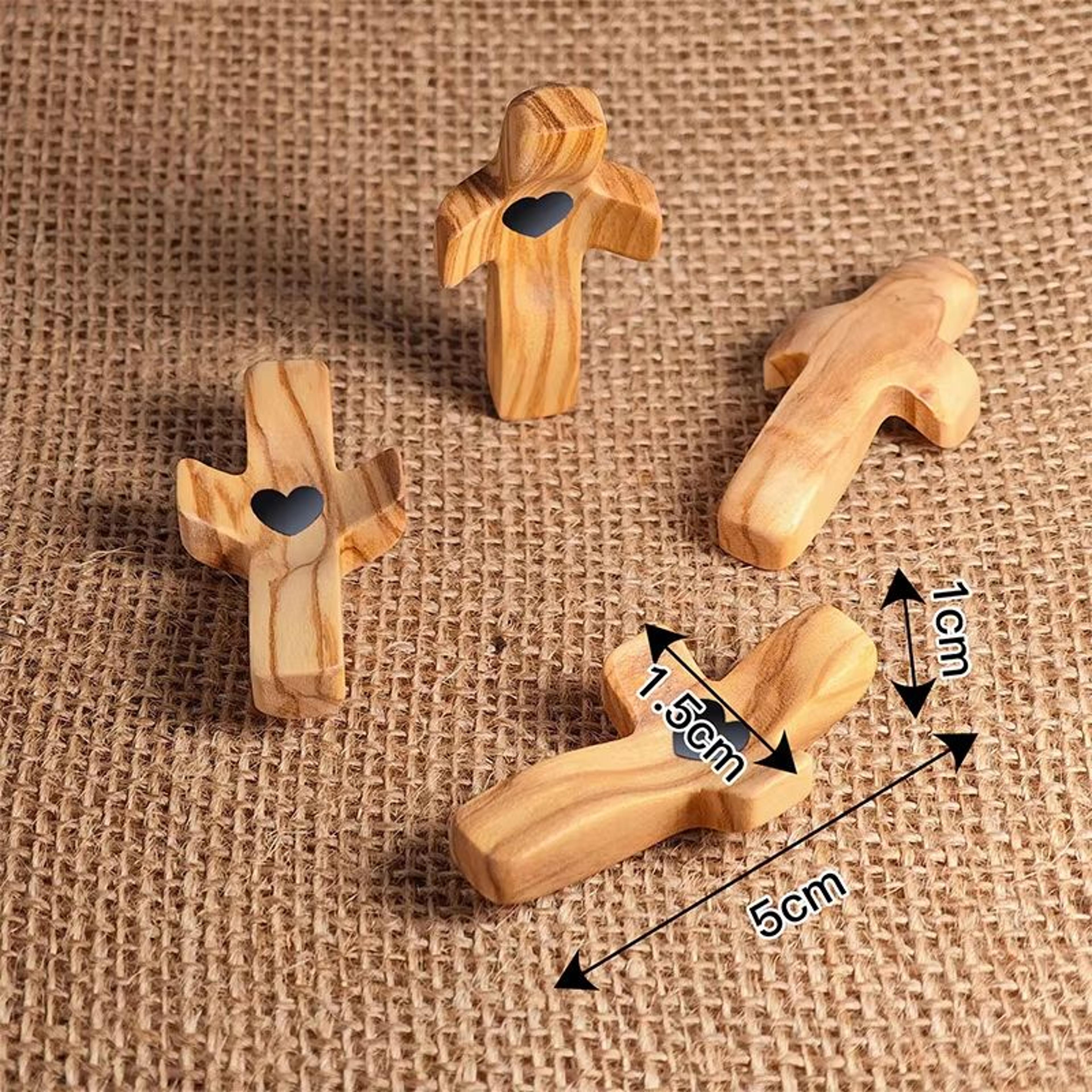 Cross My Heart Pocket Prayer Cross Set With Epoxy Heart  3pcs Handheld Wooden Cross For Daily Encou 5