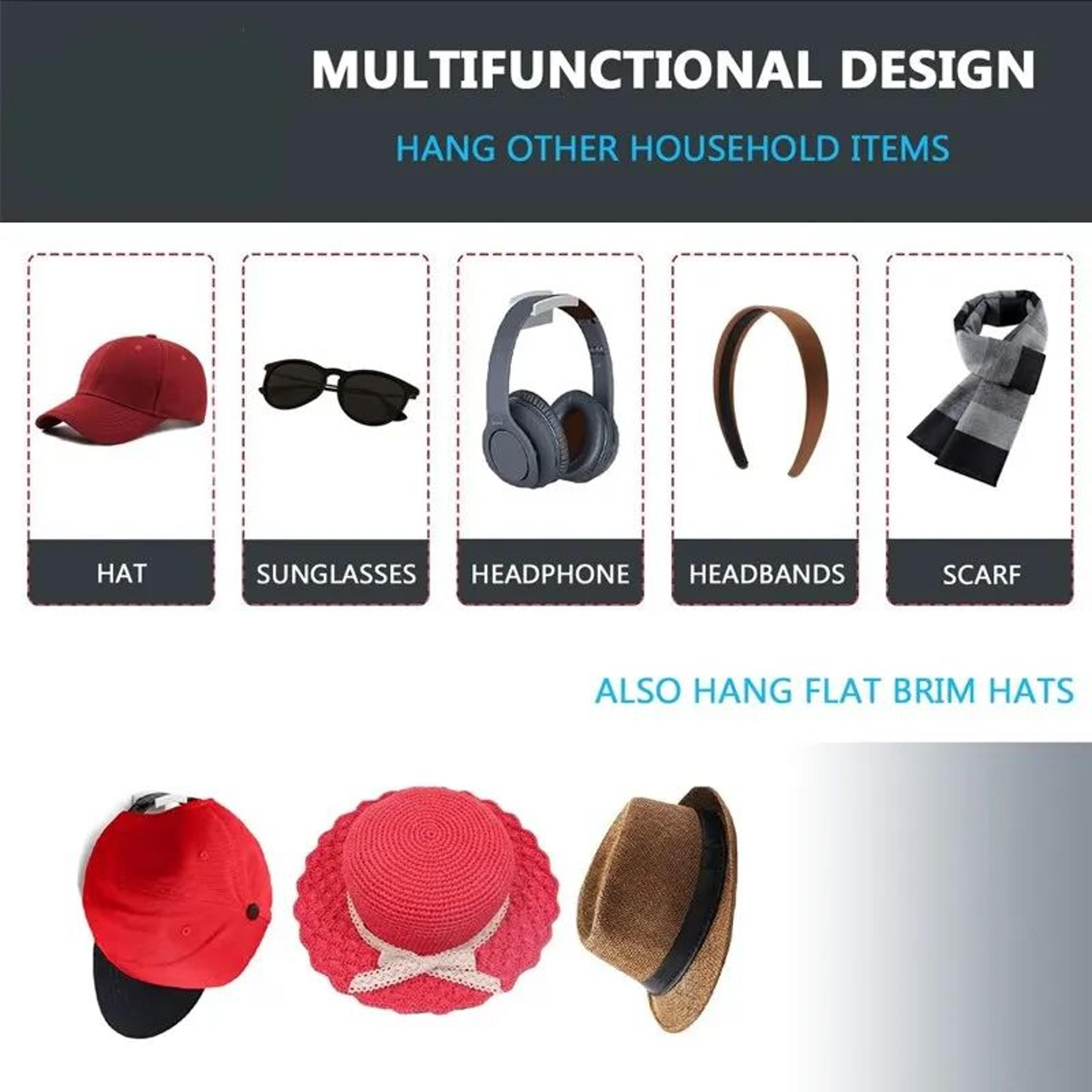 Minimalist Black Hat Hook Rack  Traceless Hat Hook  MultiUse Wall Hook Set 4