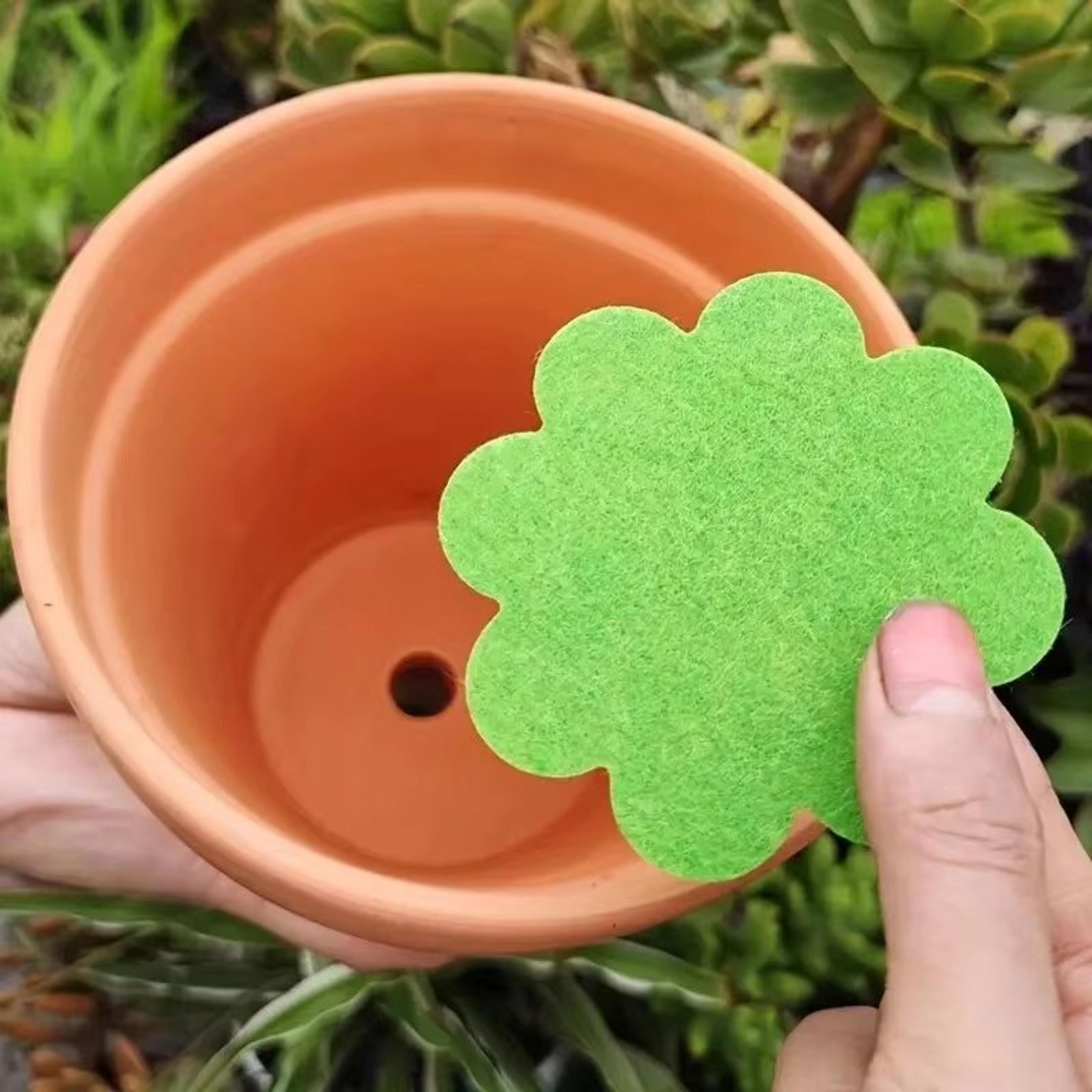 green non-woven fabric plant pot hole pad 50 pack flower-shape soil mat gasket