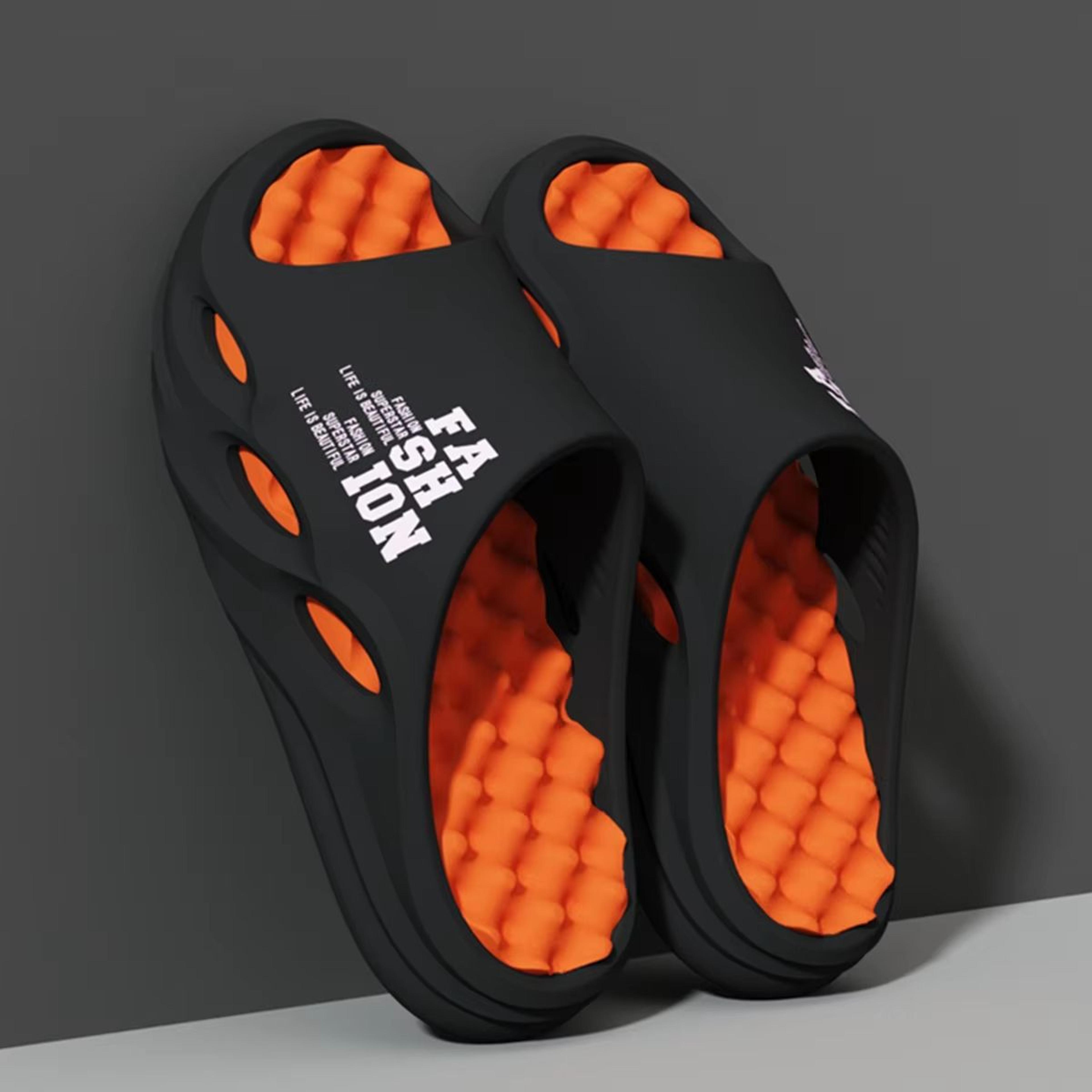stridemax men's massage non-slip slides for home beach and outdoor comfort