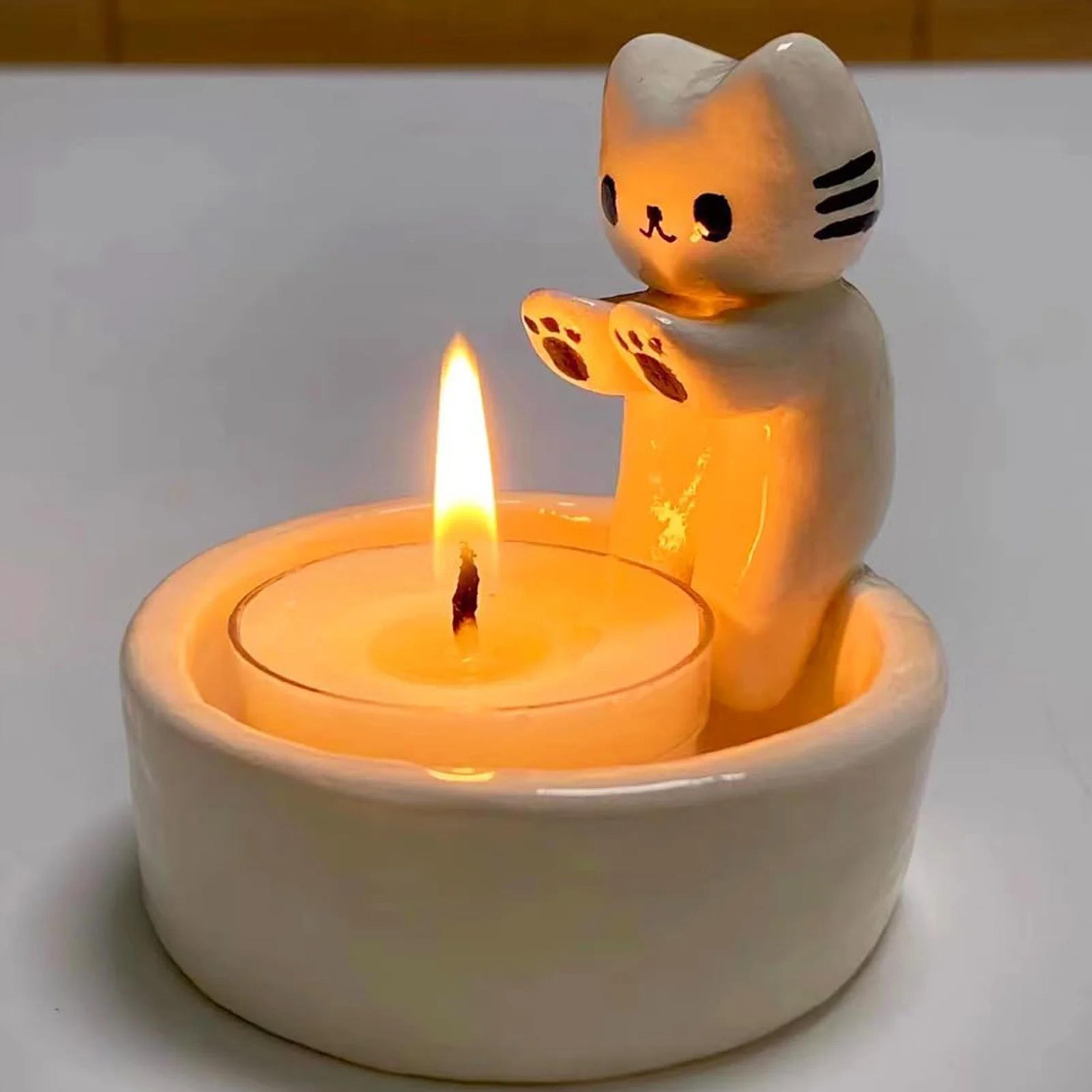 cozykit kitten candle holder for taper candles