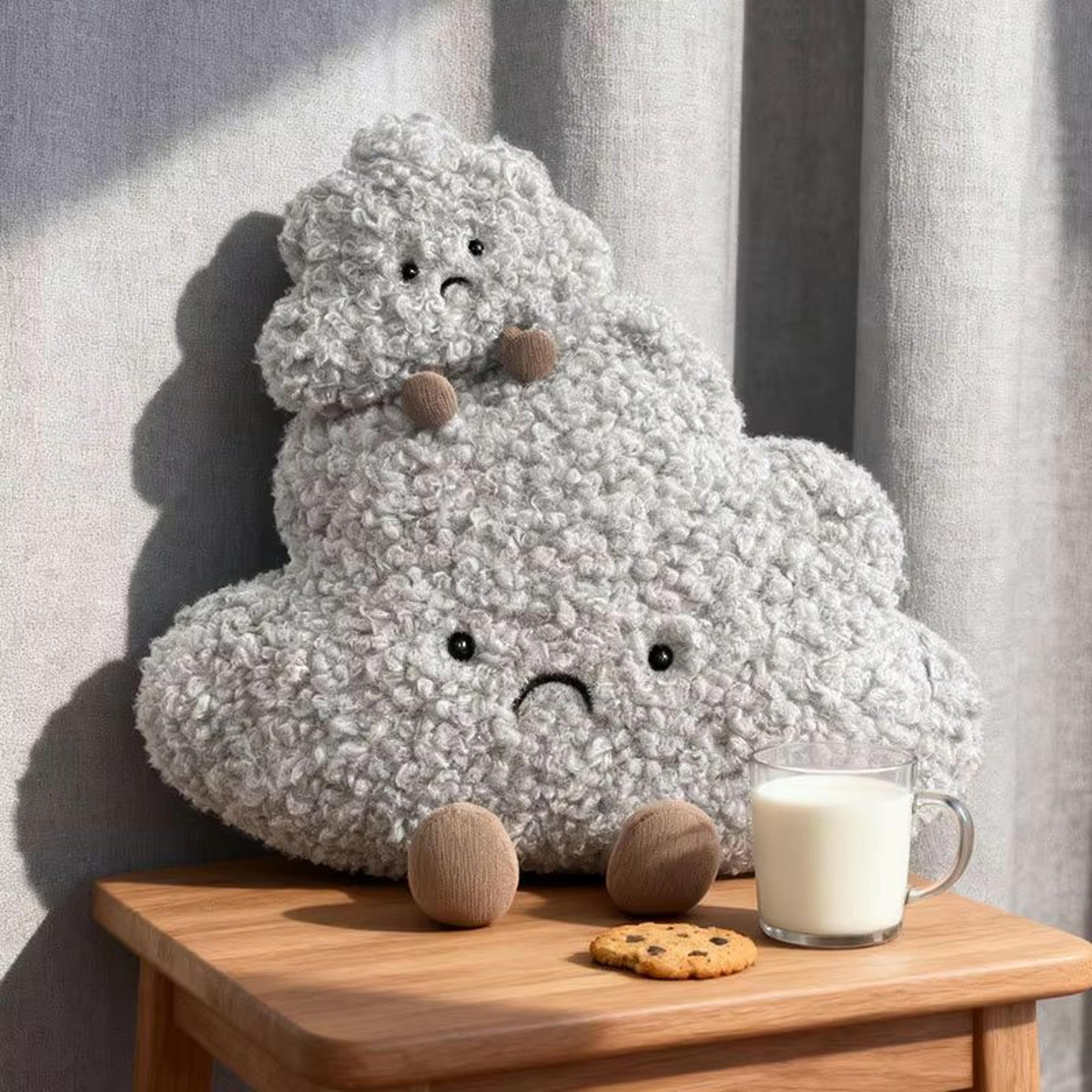 Kawaii Soft Sad Cloud Plush Toy 63in Gray Cloud Throw Pillow Plush Doll Gift 4