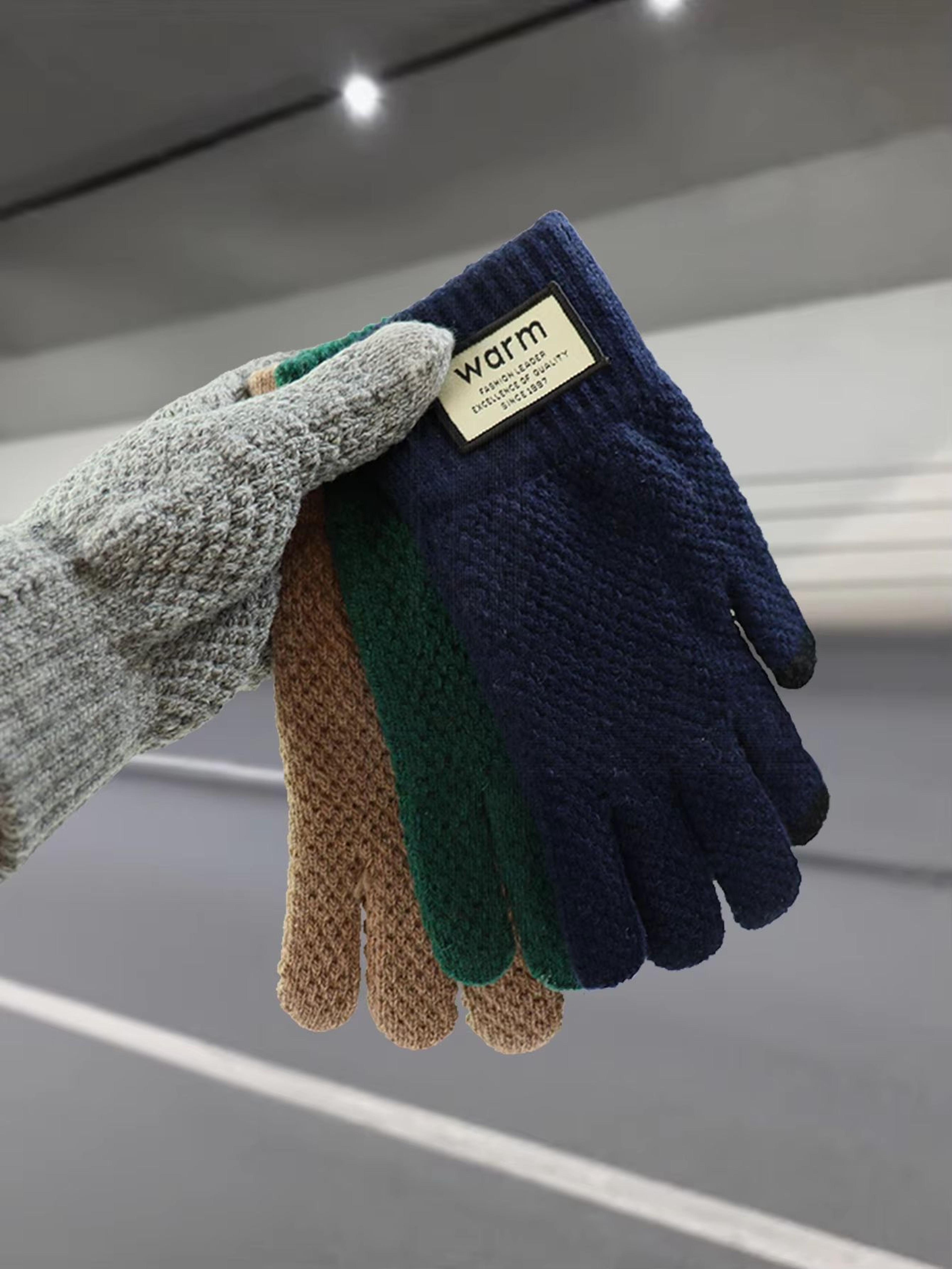 warm fleece-lined touchscreen cotton winter gloves for men women cycling outdoor use