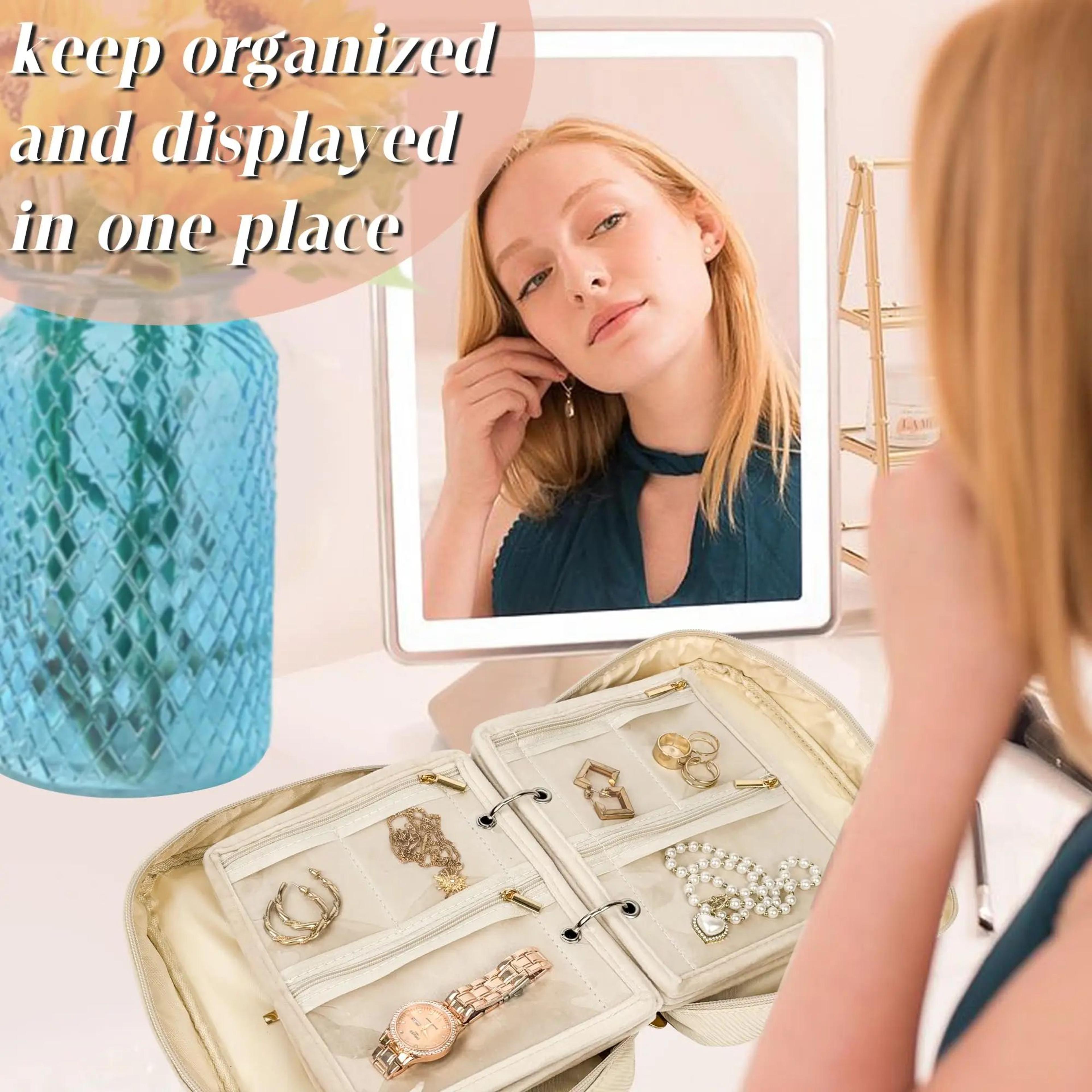Travel Jewelry Organizer Book Binder With Clear Zipper Pouches And Velvet Pouch Set 3