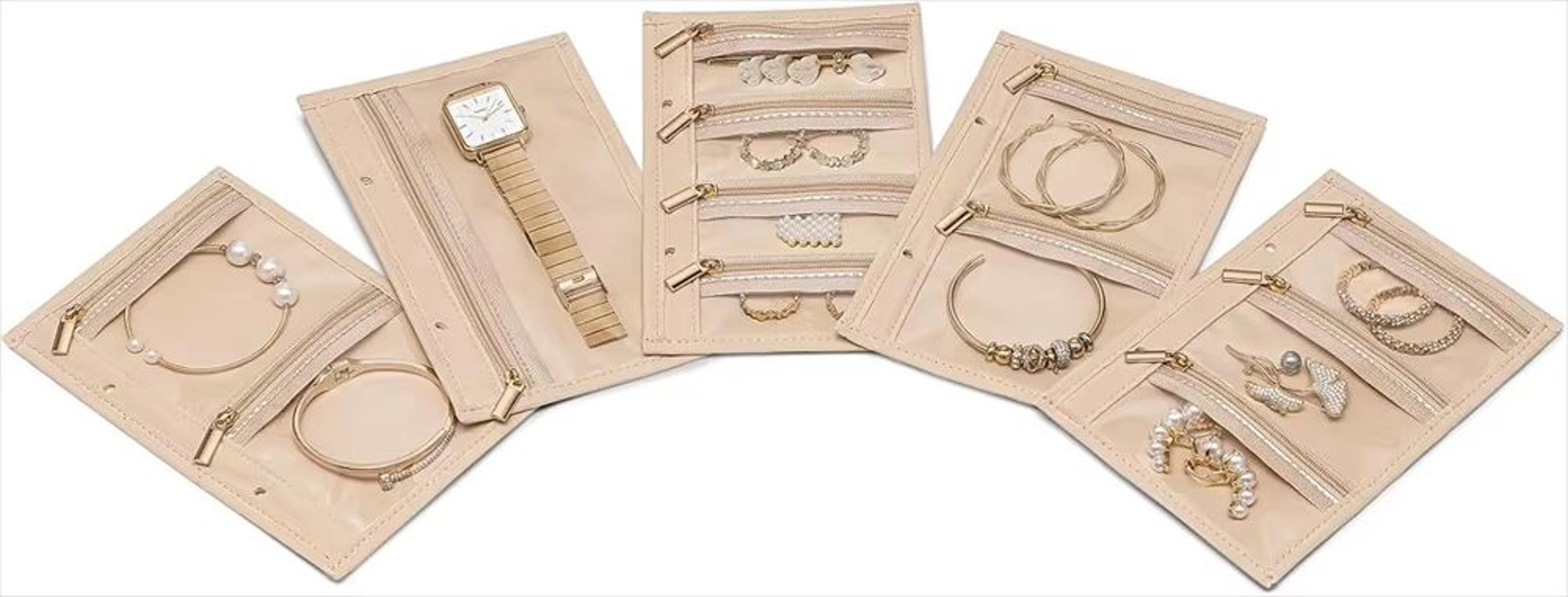 Travel Jewelry Organizer Book Ring Binder Jewelry Storage With Clear Zipper Pouches 6