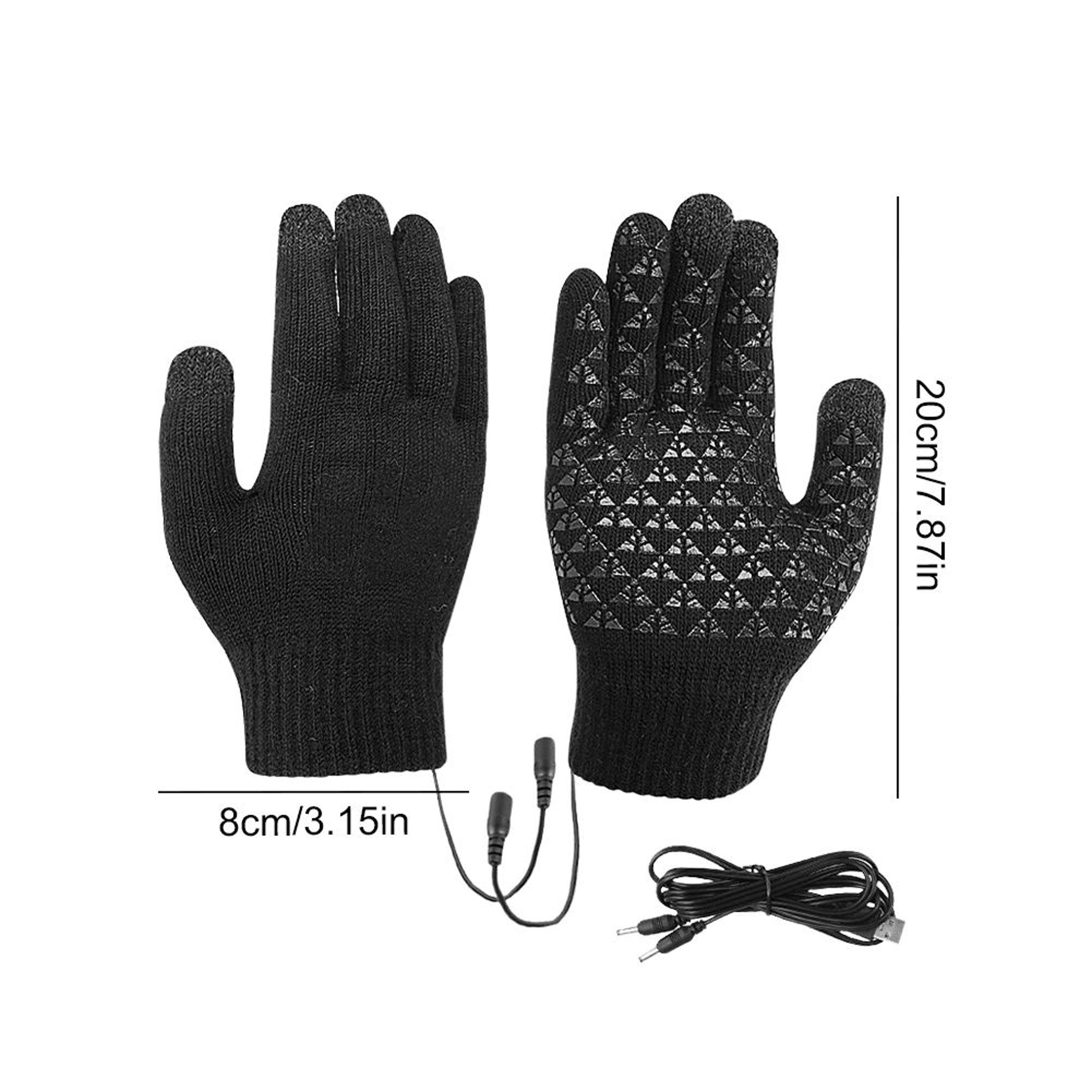 USB Heated Knitted Full Finger Winter Gloves With Touch Screen And NonSlip Grip 5