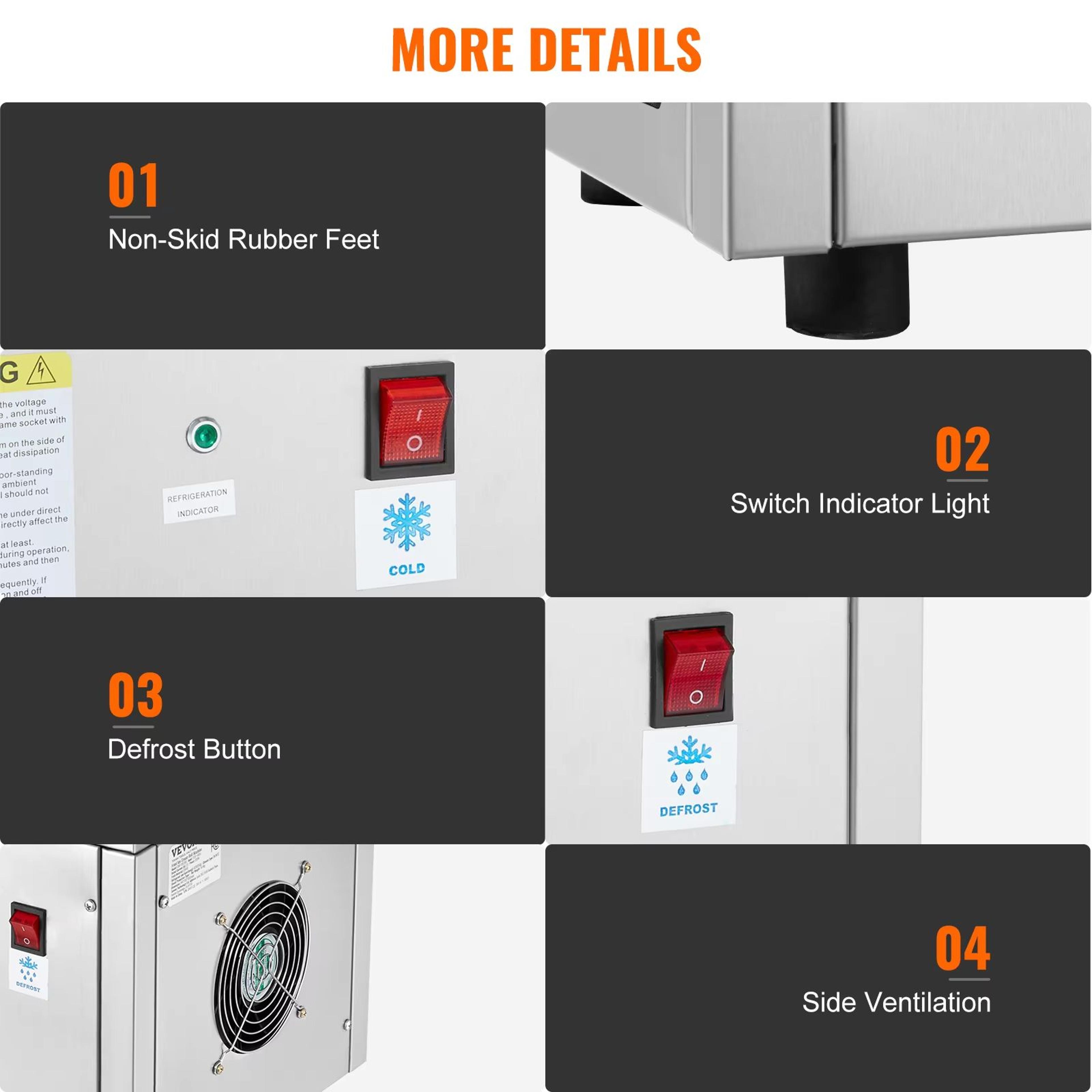 SucceBuy Rolled Ice Cream Maker With BuiltIn Compressor Stainless Steel Machine For Homemade Desser 5