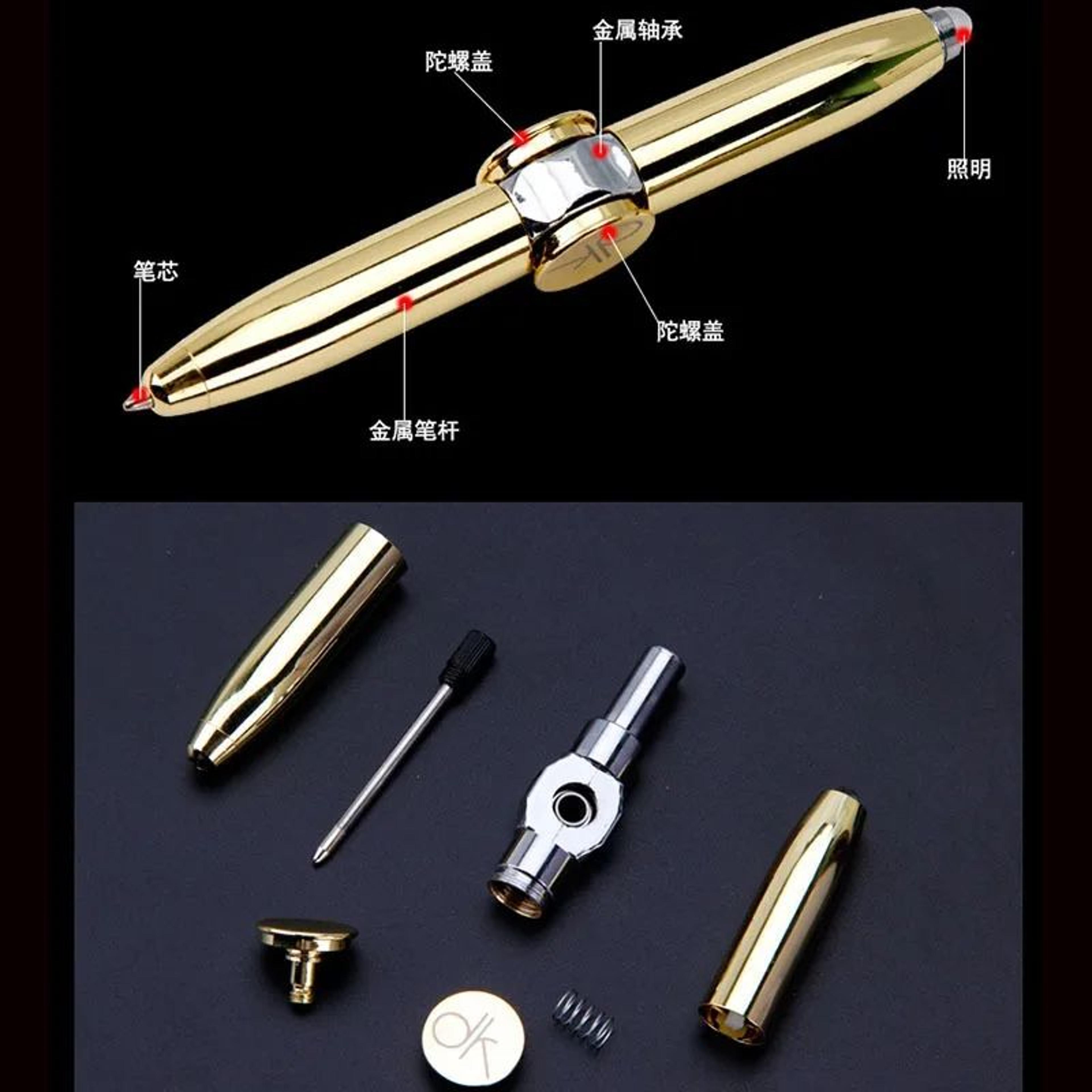 LED Spinning Gyro Metal Ballpoint Pen With Decompression Fidget  Writing Function 2