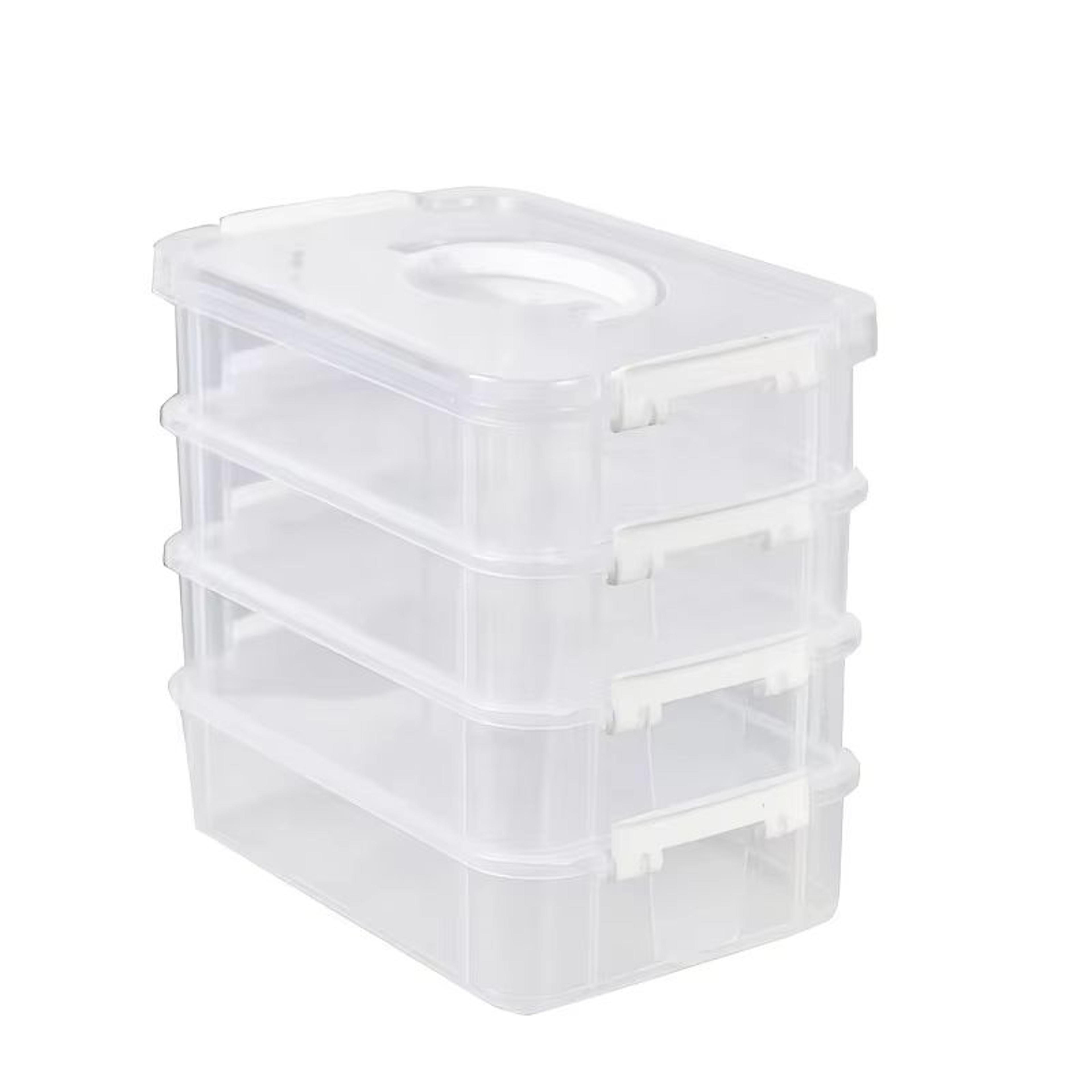 Extra Large 4 Tier Stackable Storage Box With Lid Clear Organizer For Toys And Building Blocks 7
