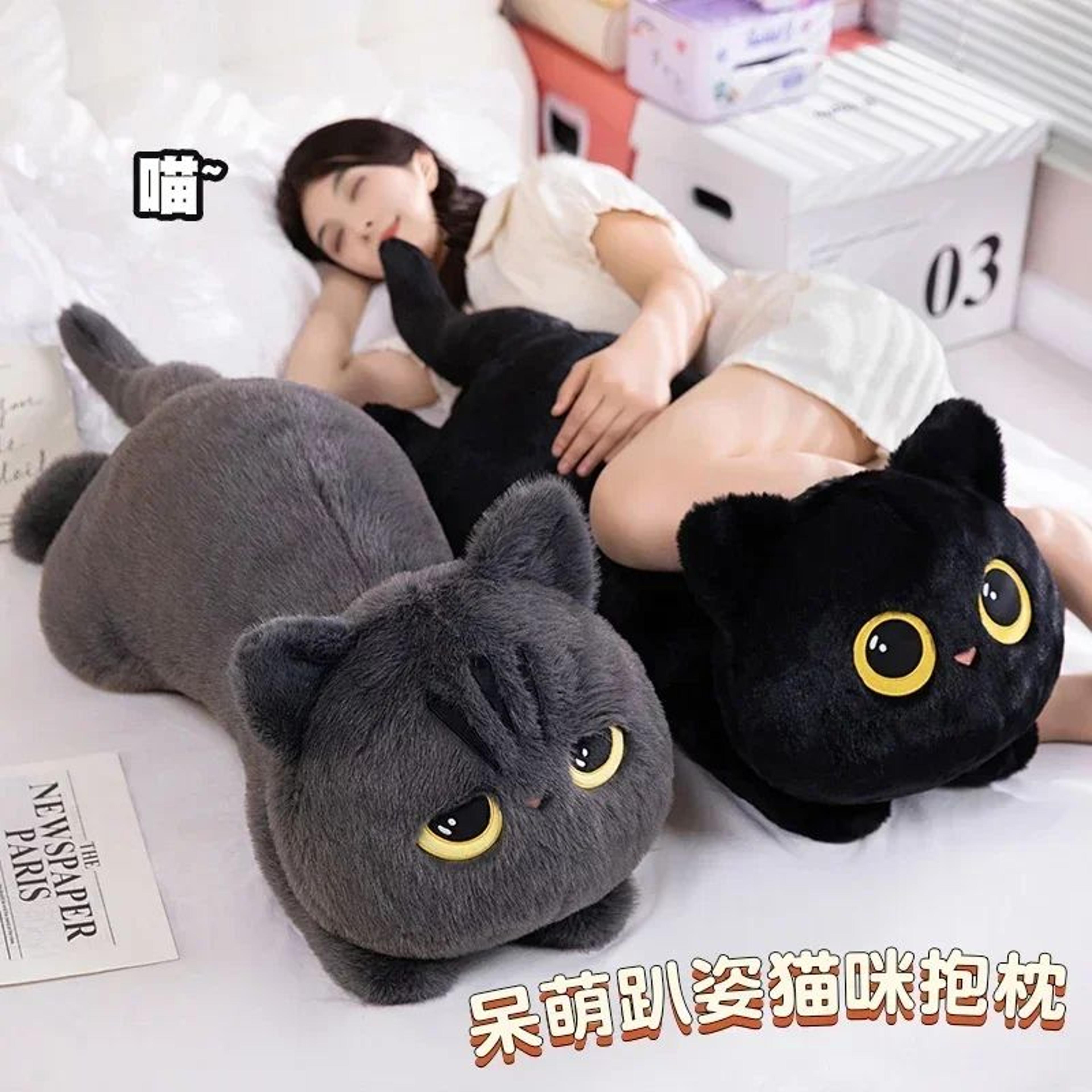 20in Black Cat Plush Pillow Cute Stuffed Animal Cushion For Kids And Cat Lovers 4