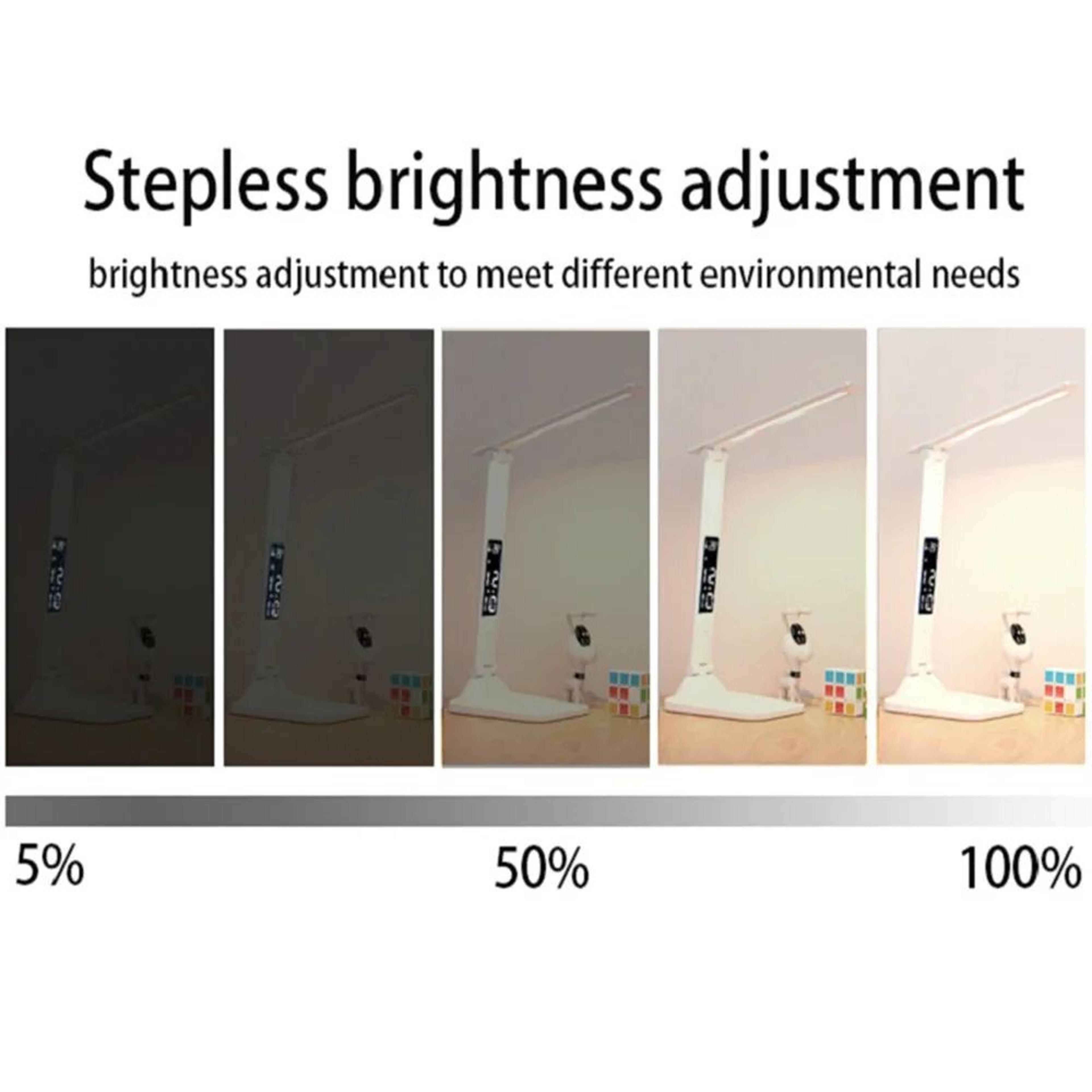 Folding USB Rechargeable LED Desk Lamp With Touch Dimming Eye Protection Alarm Clock And Thermomete 1