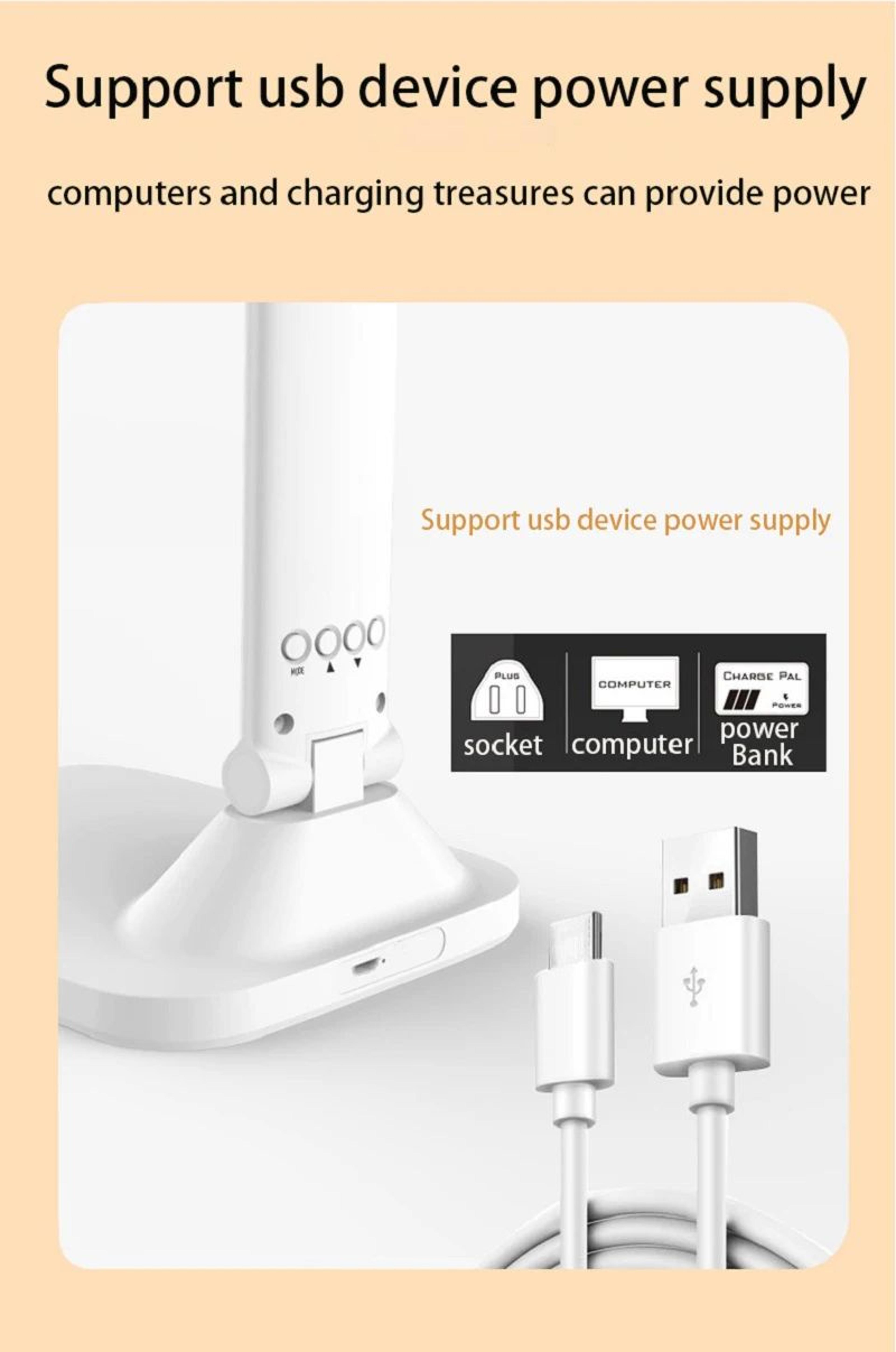 Folding USB Rechargeable LED Desk Lamp With Touch Dimming Eye Protection Alarm Clock And Thermomete 5