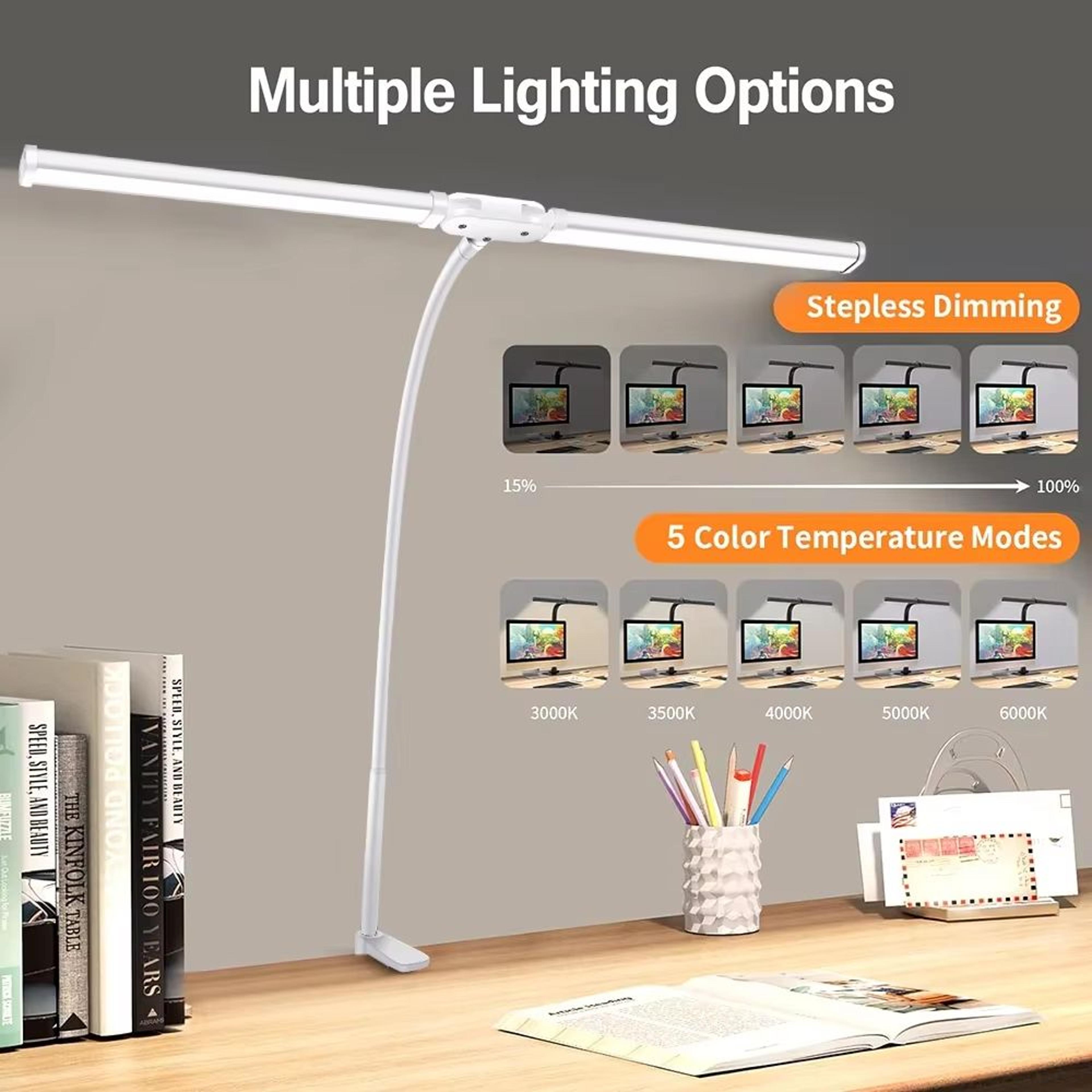 Foldable DualSingle Head LED Desk Lamp With Clip  Adjustable Swing Arm Eye Protection Light 0