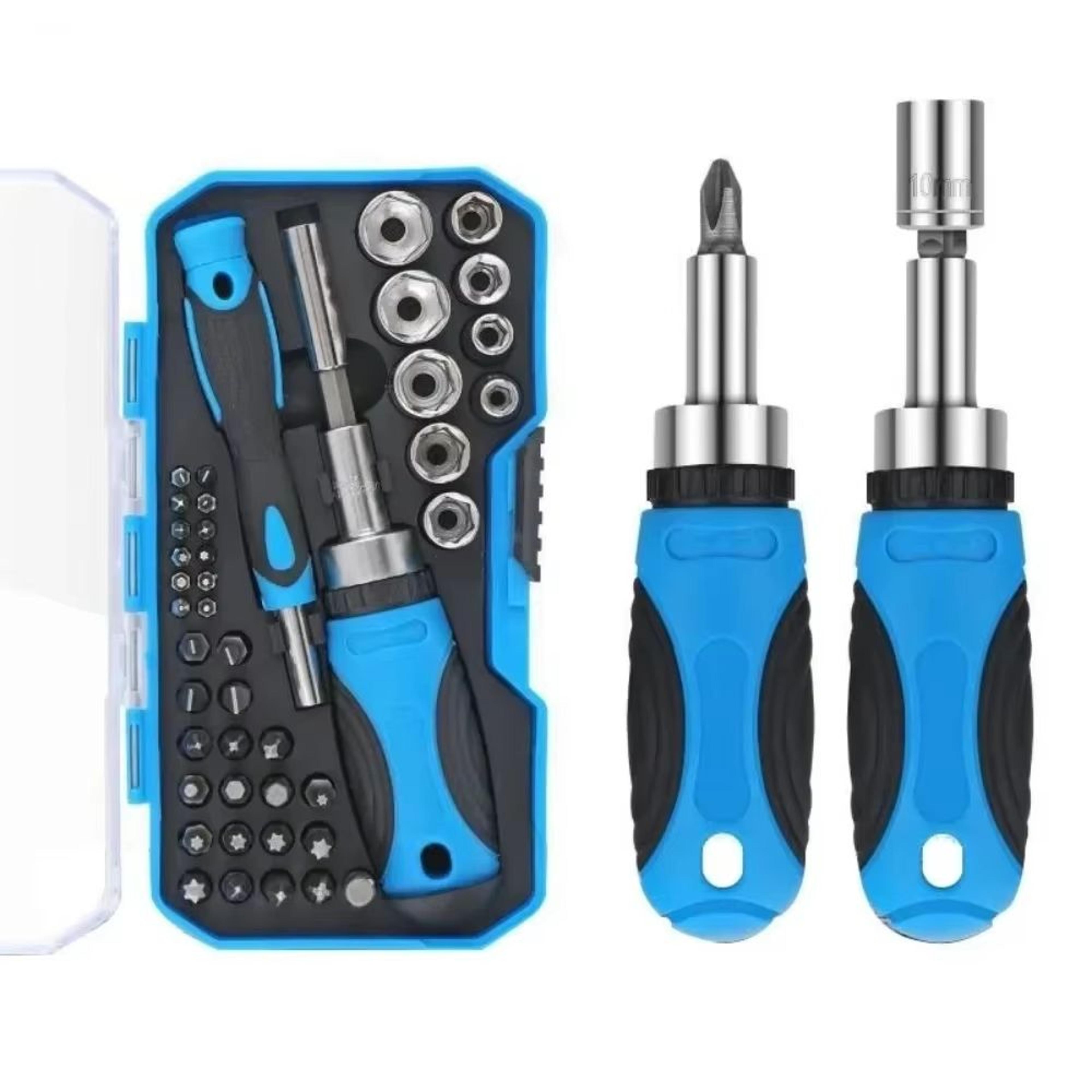 Interchangeable Screwdriver Set With Ratchet Handle Slotted Phillips And Torx Bits For Household Re 0