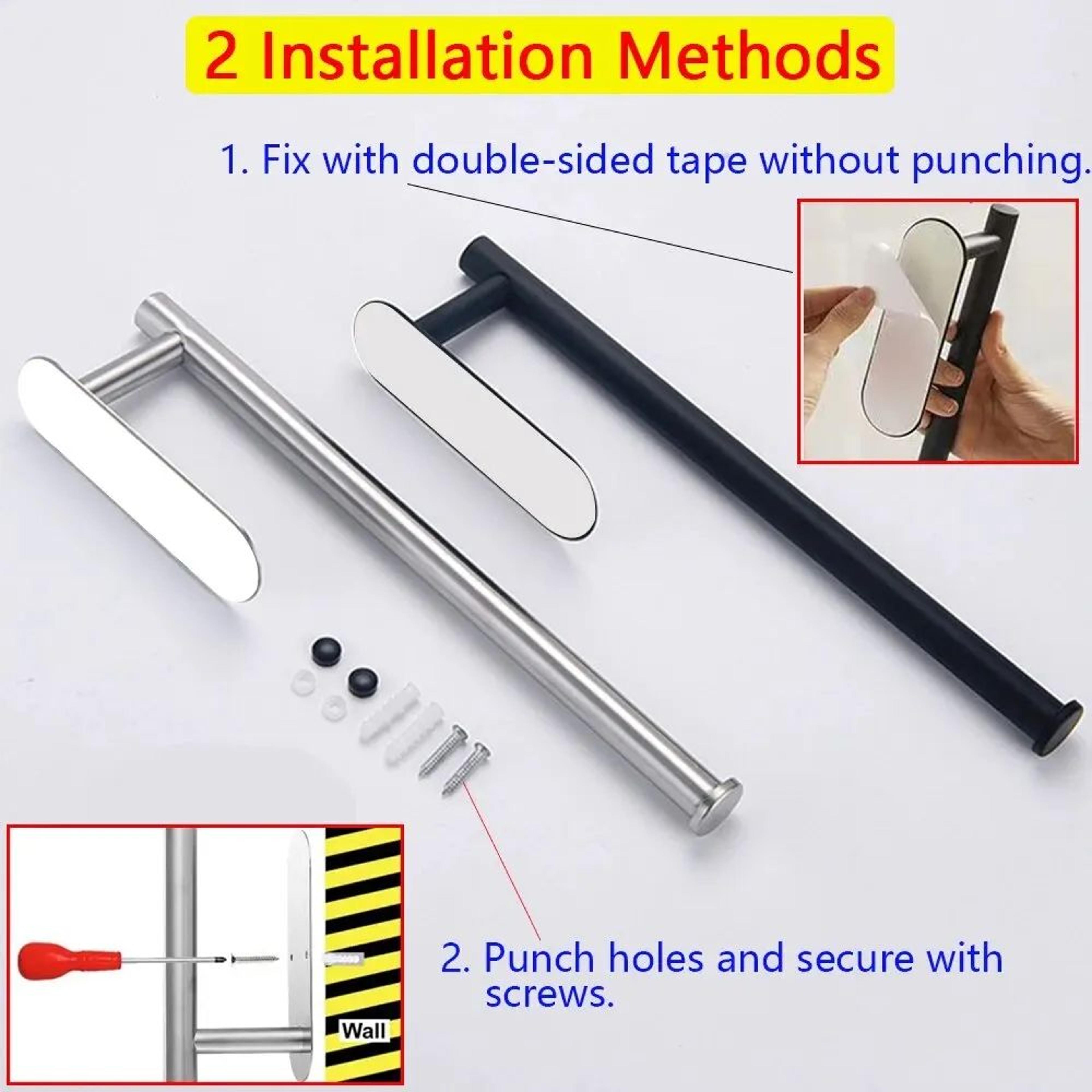 Adhesive Under Cabinet Paper Towel Holder  Wall Mounted Kitchen  Bathroom Tissue Rack 3