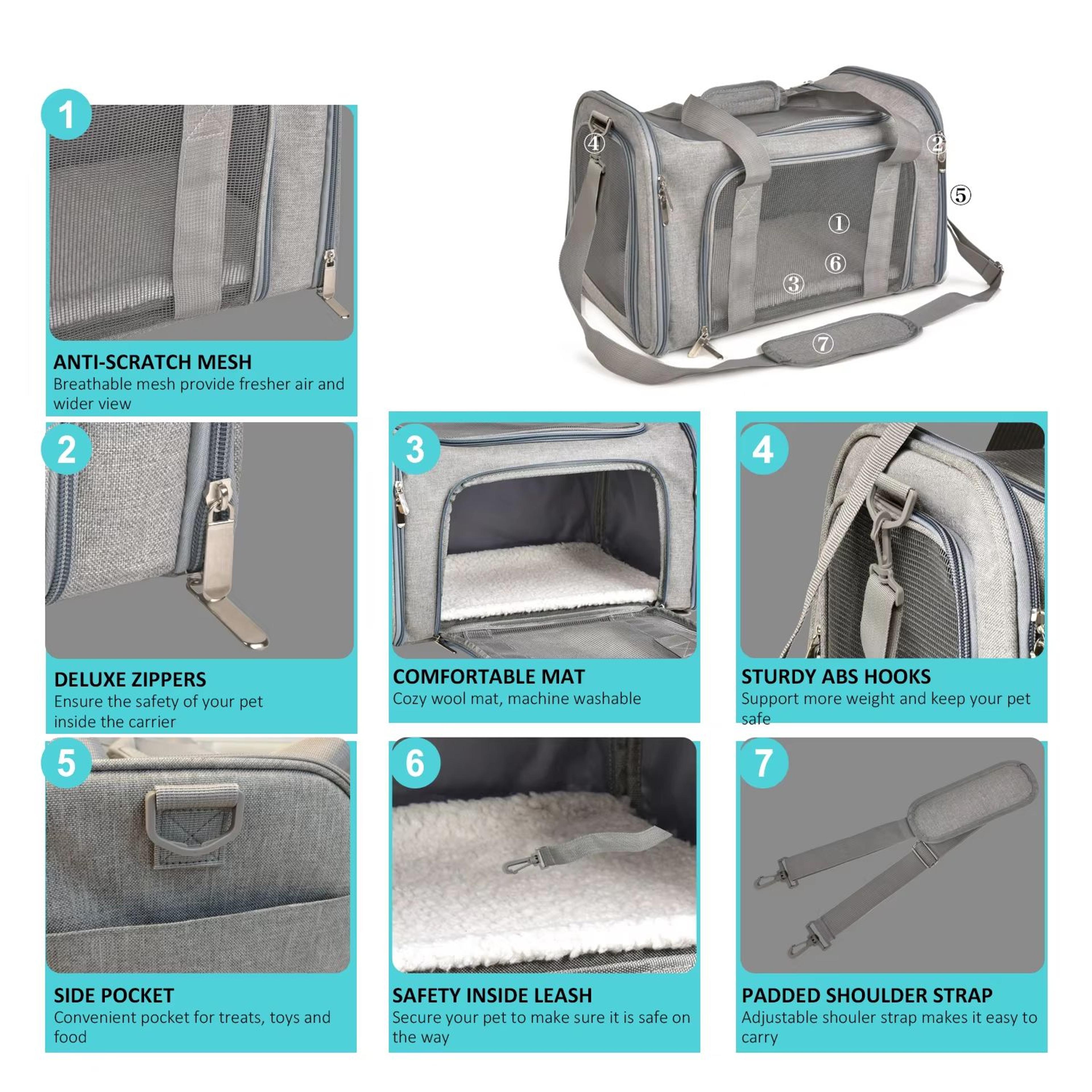 Soft Side Pet Carrier Backpack  AirlineApproved Dog  Cat Travel Bag 3