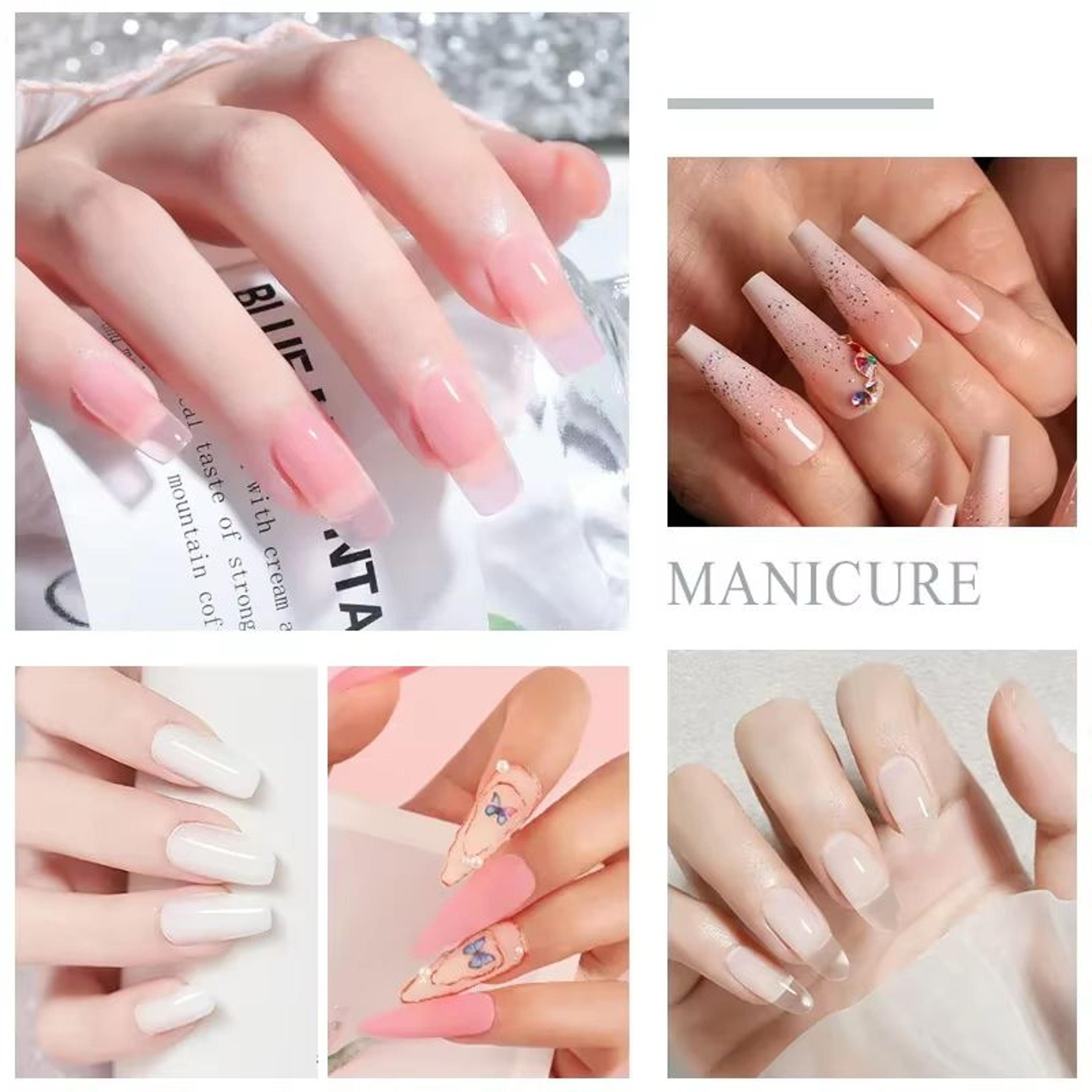 40ml Crystal Liquid  45ml Acrylic Powder Nail Kit  Beginner Acrylic Nail Set Pink White Transparent 5