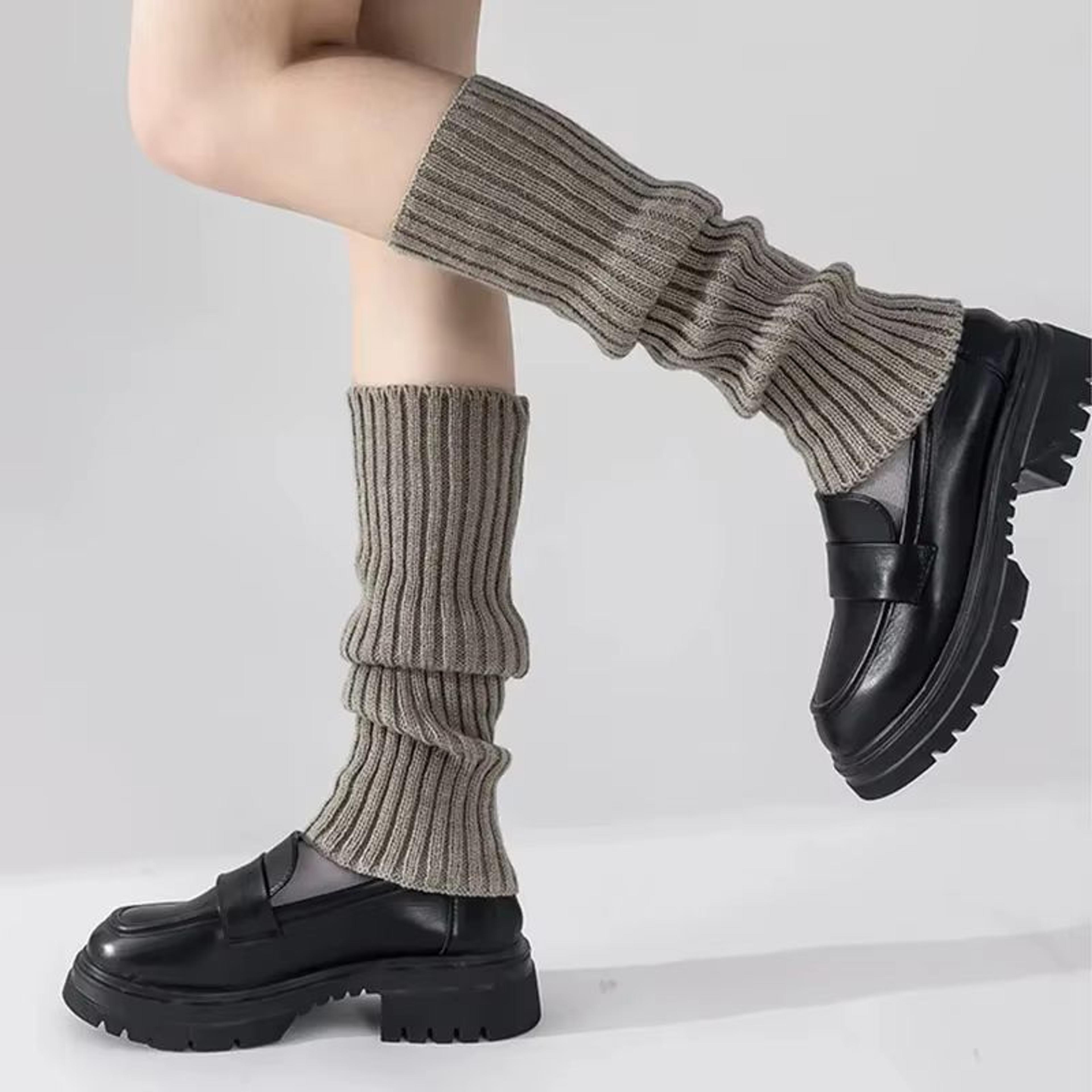 Y2K Womens Wool Knitted Leg Warmers Japanese Lolita Long Socks Boot Cuffs Autumn Winter Foot And Ar 4