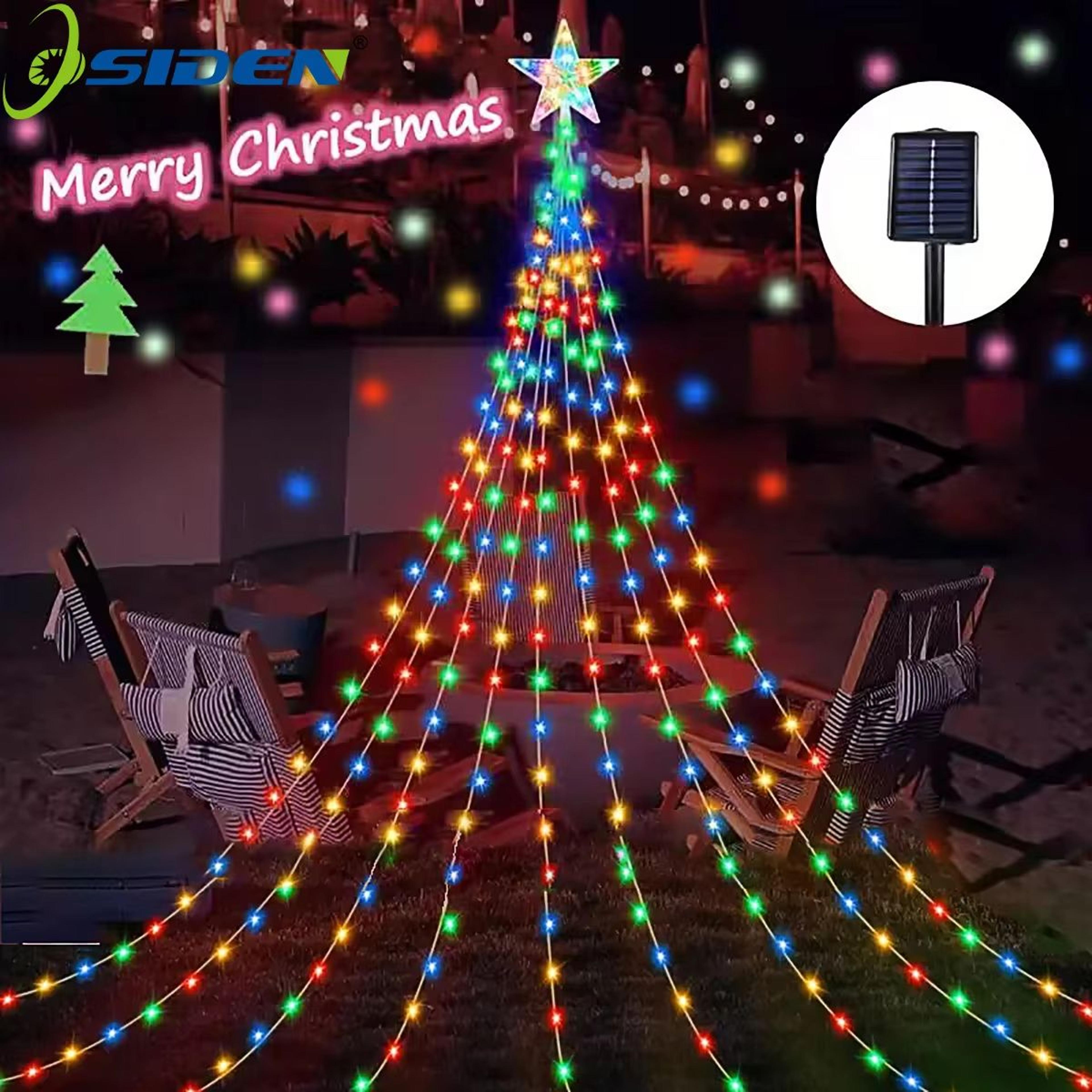 solarfest christmas pentagram waterproof string lights – led outdoor solar fairy lights (8 modes)