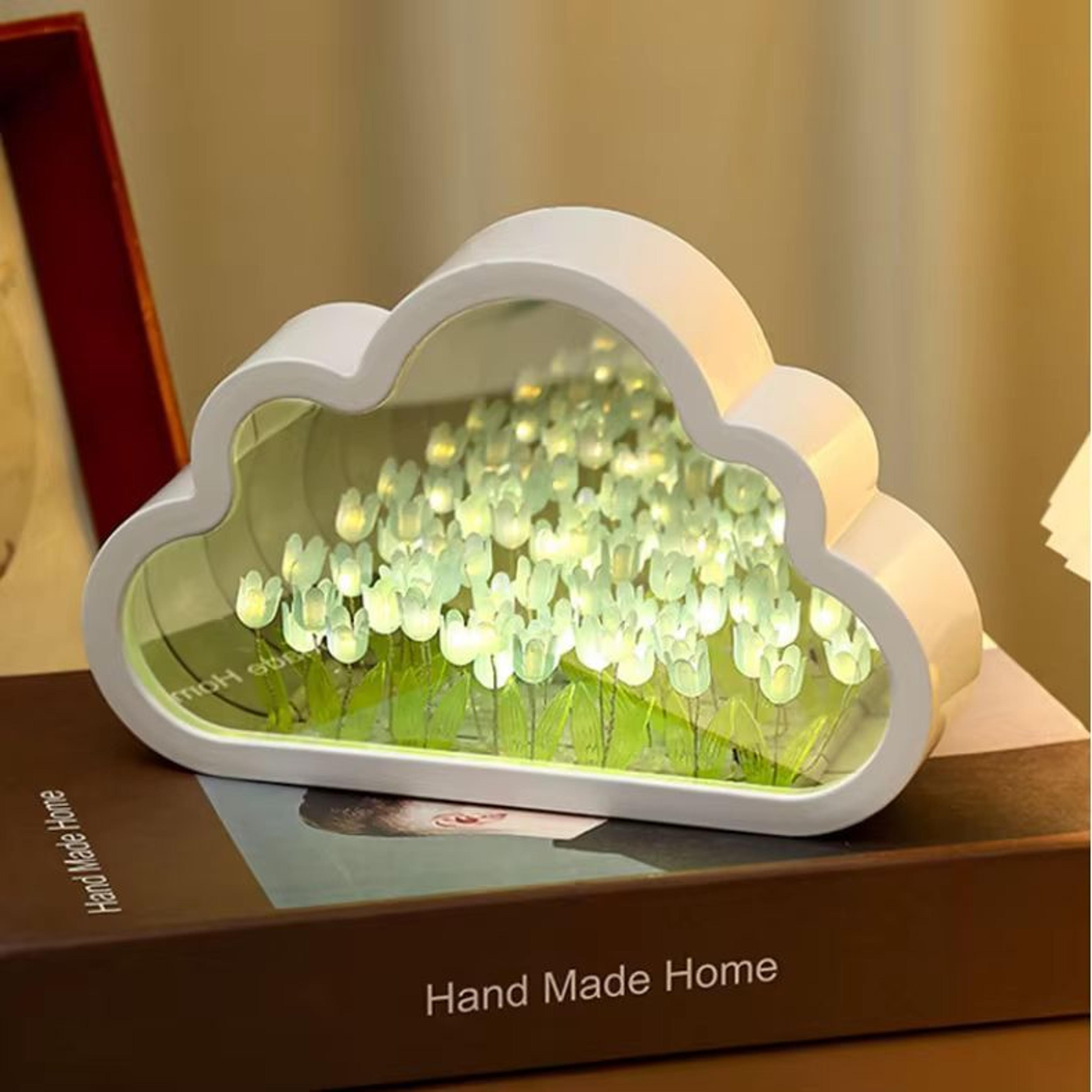 Cloud Tulip Mirror LED Night Light  Handmade DIY Flower Atmosphere Table Lamp 7