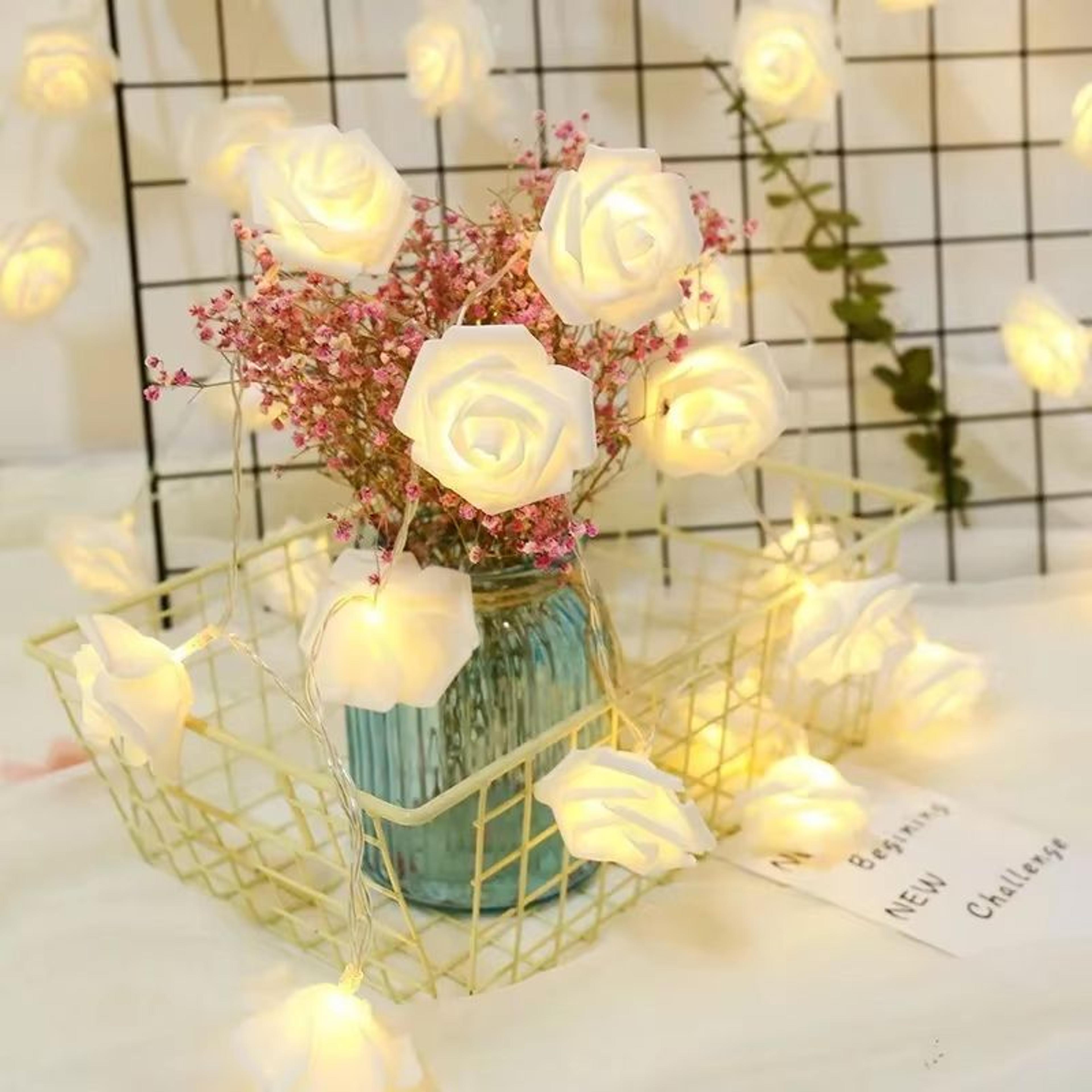 Battery Operated Rose Flower String Lights 984ft 20 LEDs Romantic Artificial Rose Garland 5