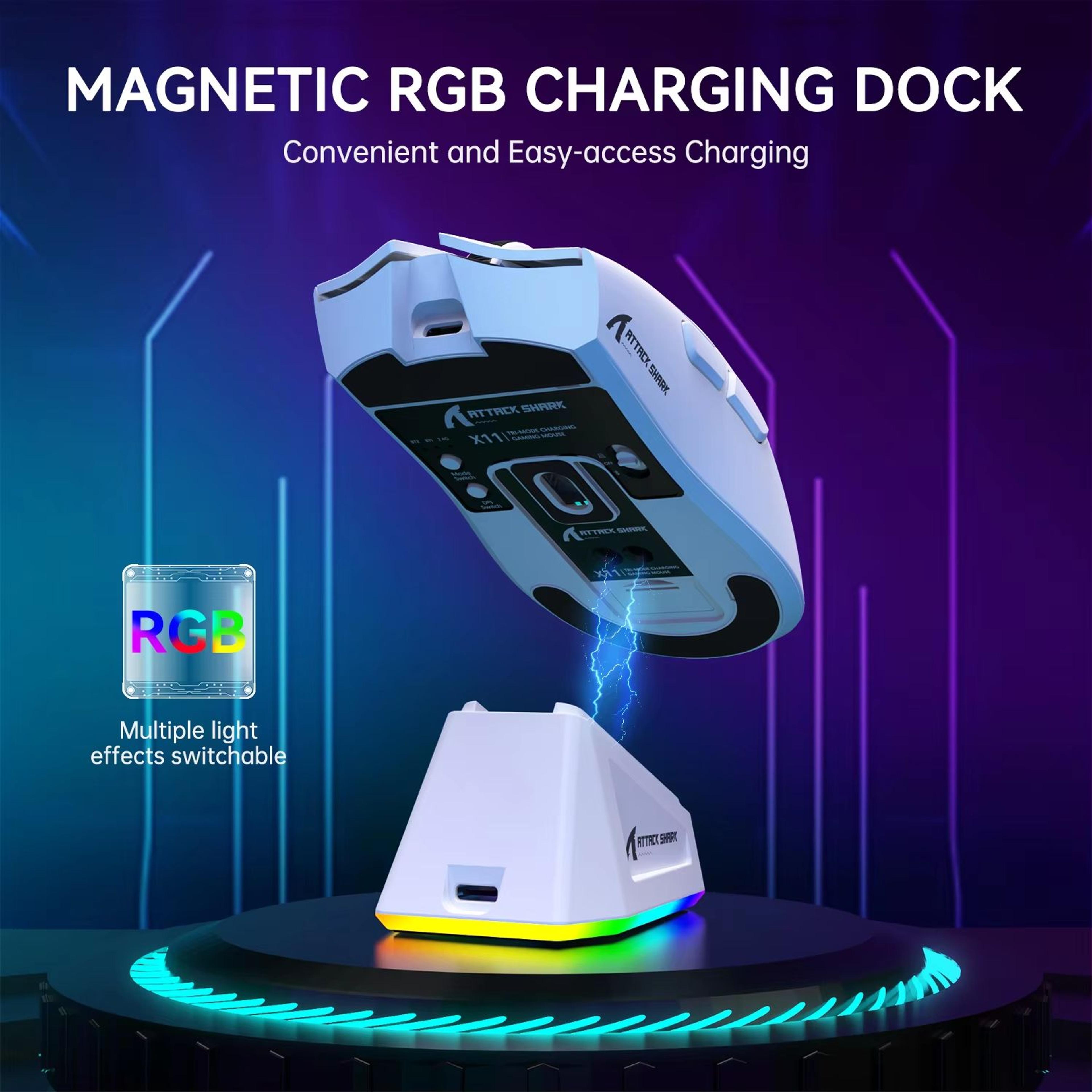 ATTACK SHARK X11 Tri Mode Wireless Gaming Mouse With Magnetic Charging Dock 22K DPI PAW3311 Sensor  2