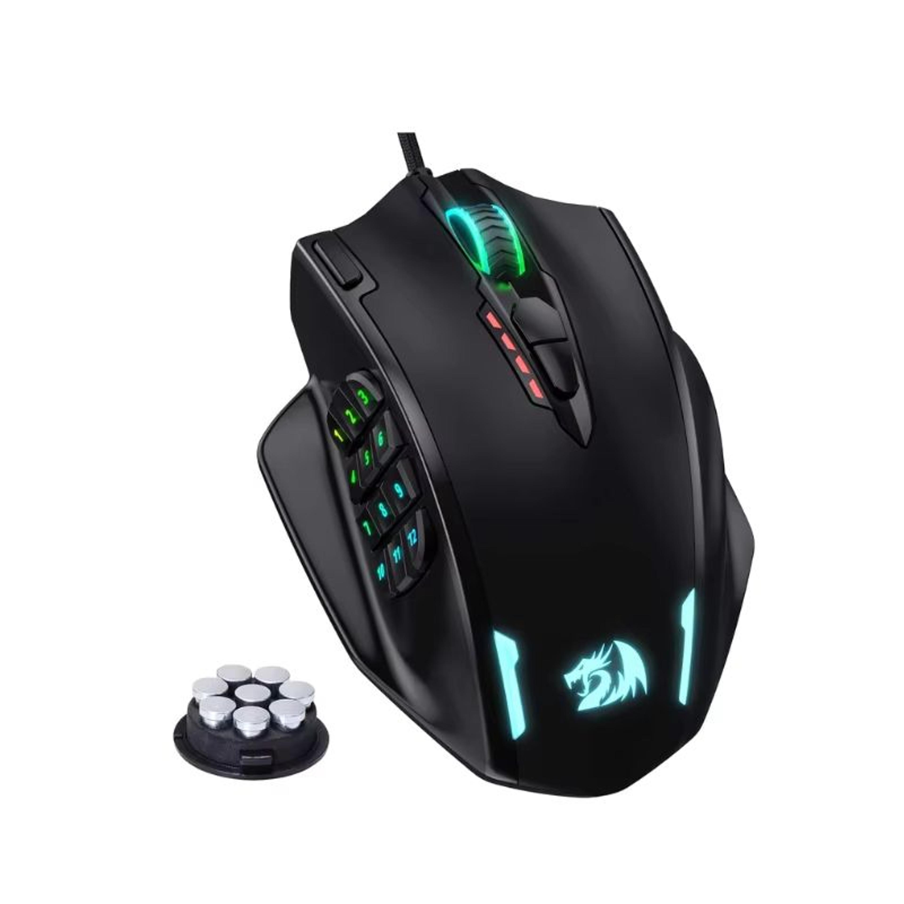 redragon m908 impact rgb wired mmo gaming mouse, 18 programmable buttons, 12400 dpi