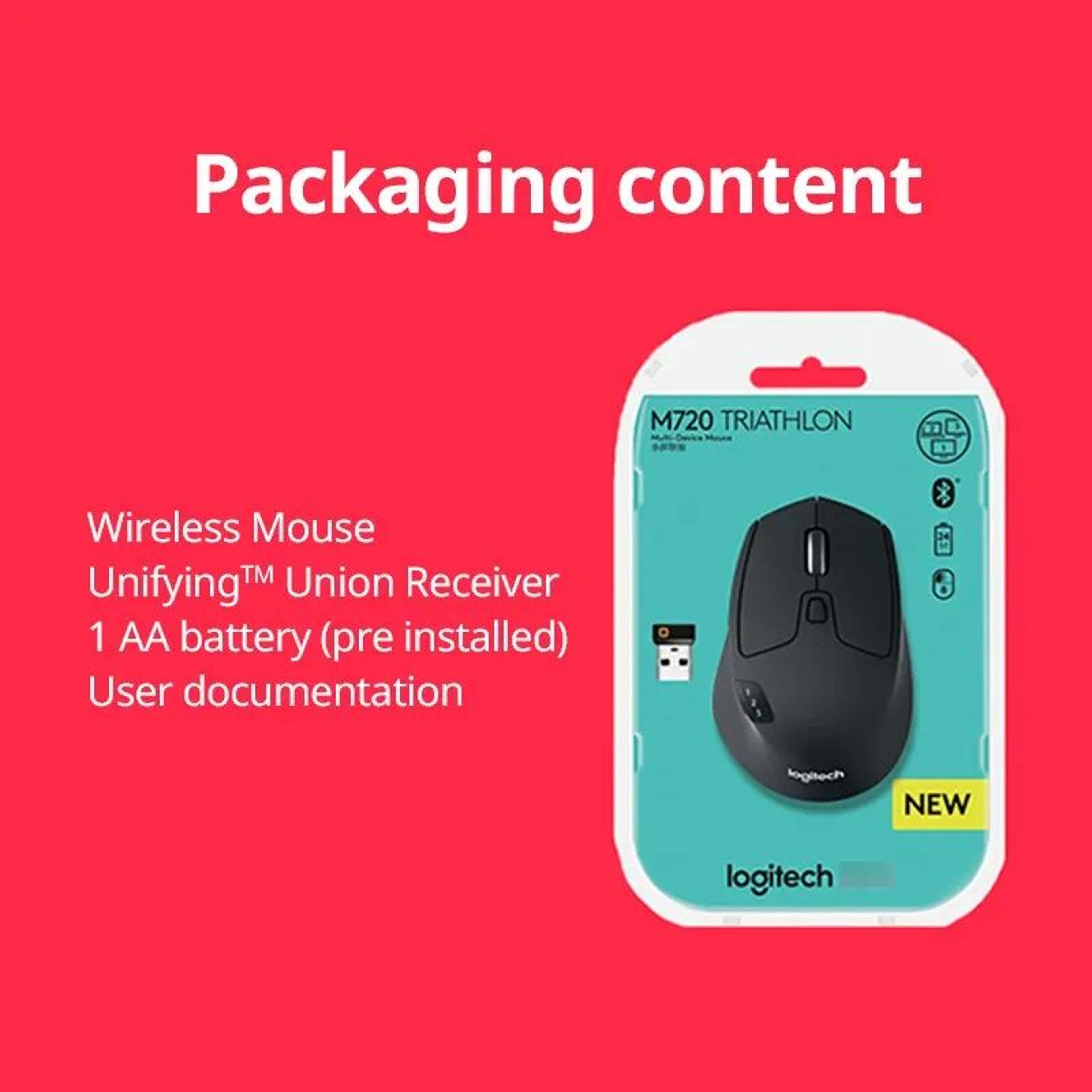 Logitech M720 Triathlon Multi Device Wireless Mouse With Bluetooth And 24GHz Unifying Hyper Fast Sc