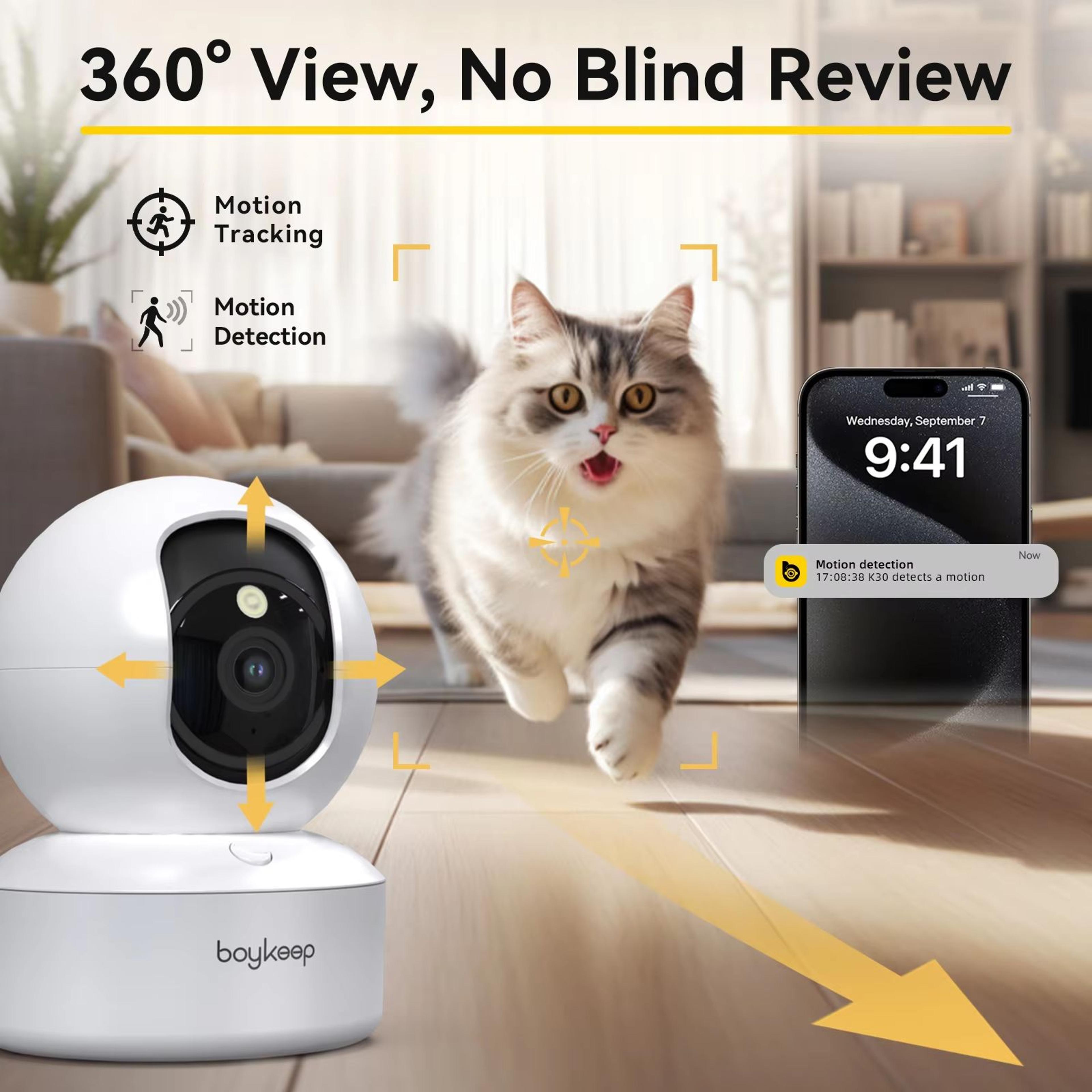 BoyKeep K30 2K Indoor Security Camera DualBand WiFi 360 Pan And Tilt Color Night Vision TwoWay Audi 1