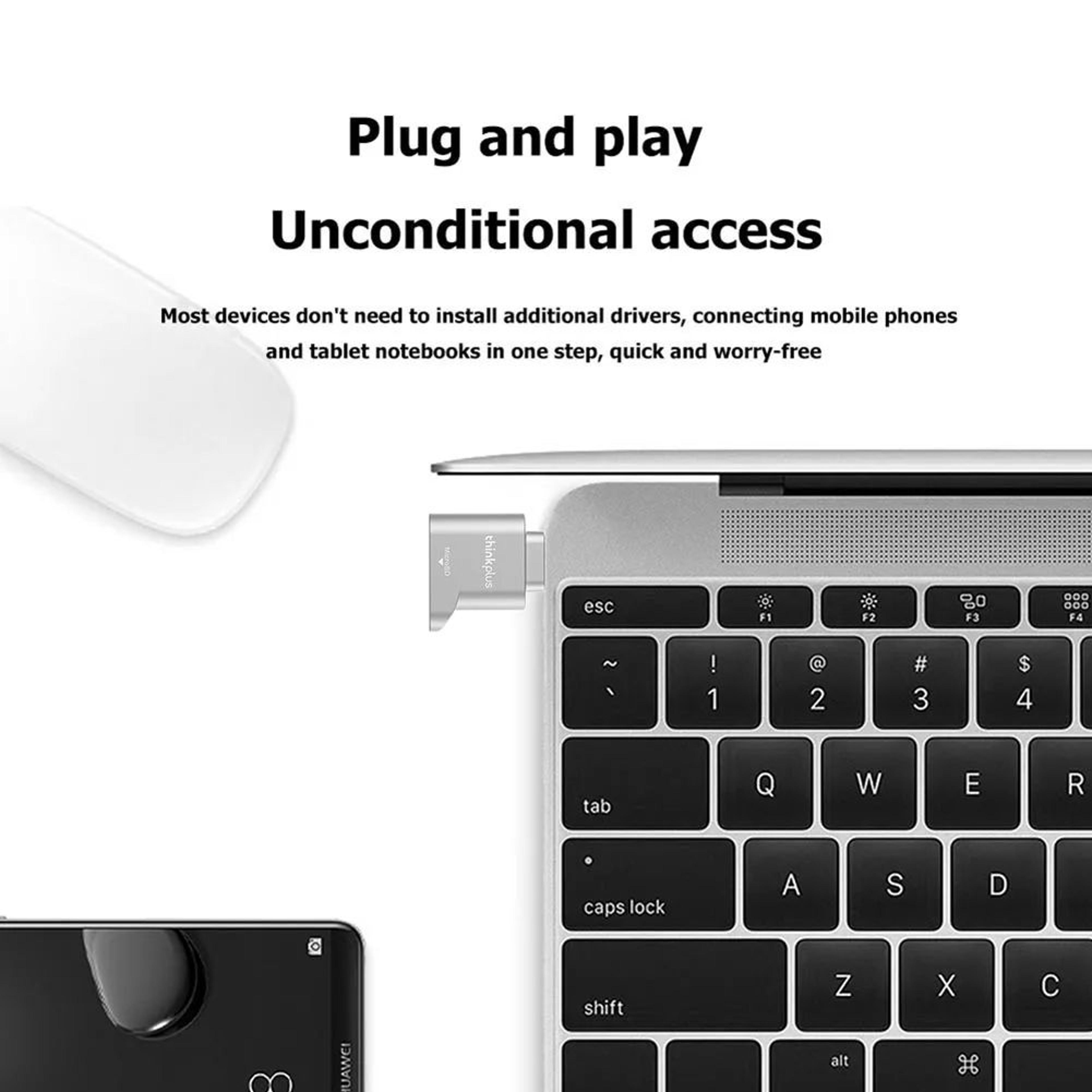 Lenovo Thinkplus USB C Micro SD Card Reader Mini Metal TF Card Adapter For Type C Phones And Laptop 1